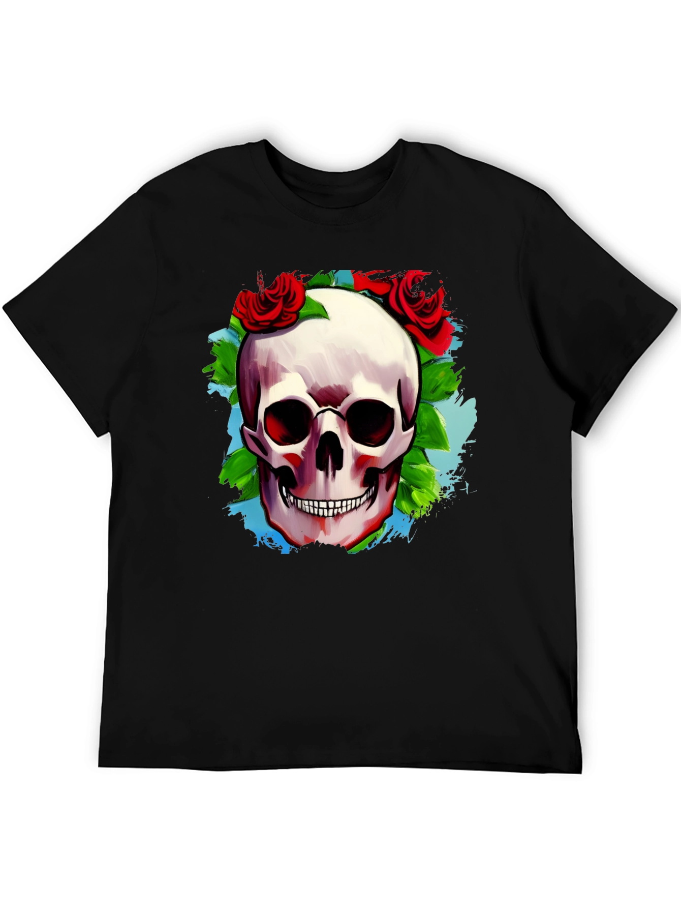 Black Skull & Roses Graphic T-Shirt view 5