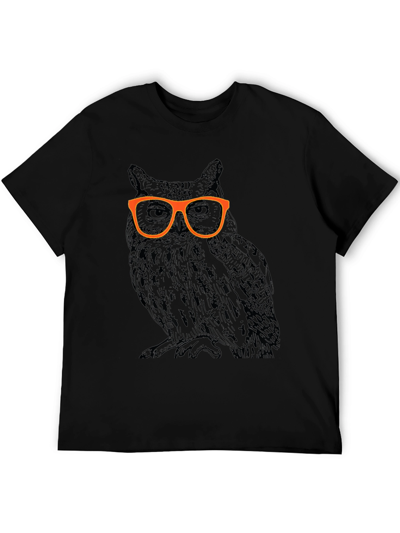Black Cool Owl with Glasses Graphic T-Shirt view 5