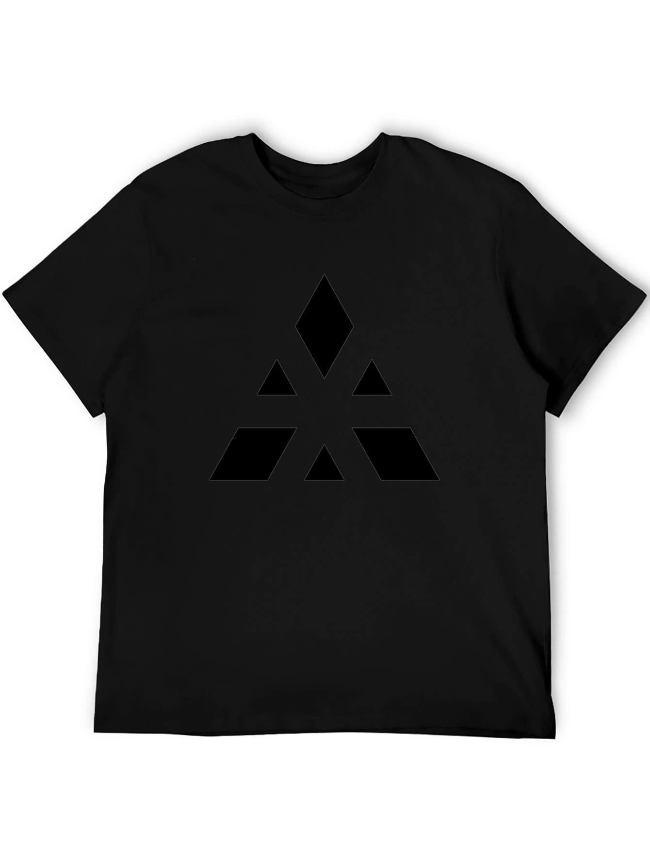 Black Geometric Black Graphic Tee - Modern Minimalist Design view 5