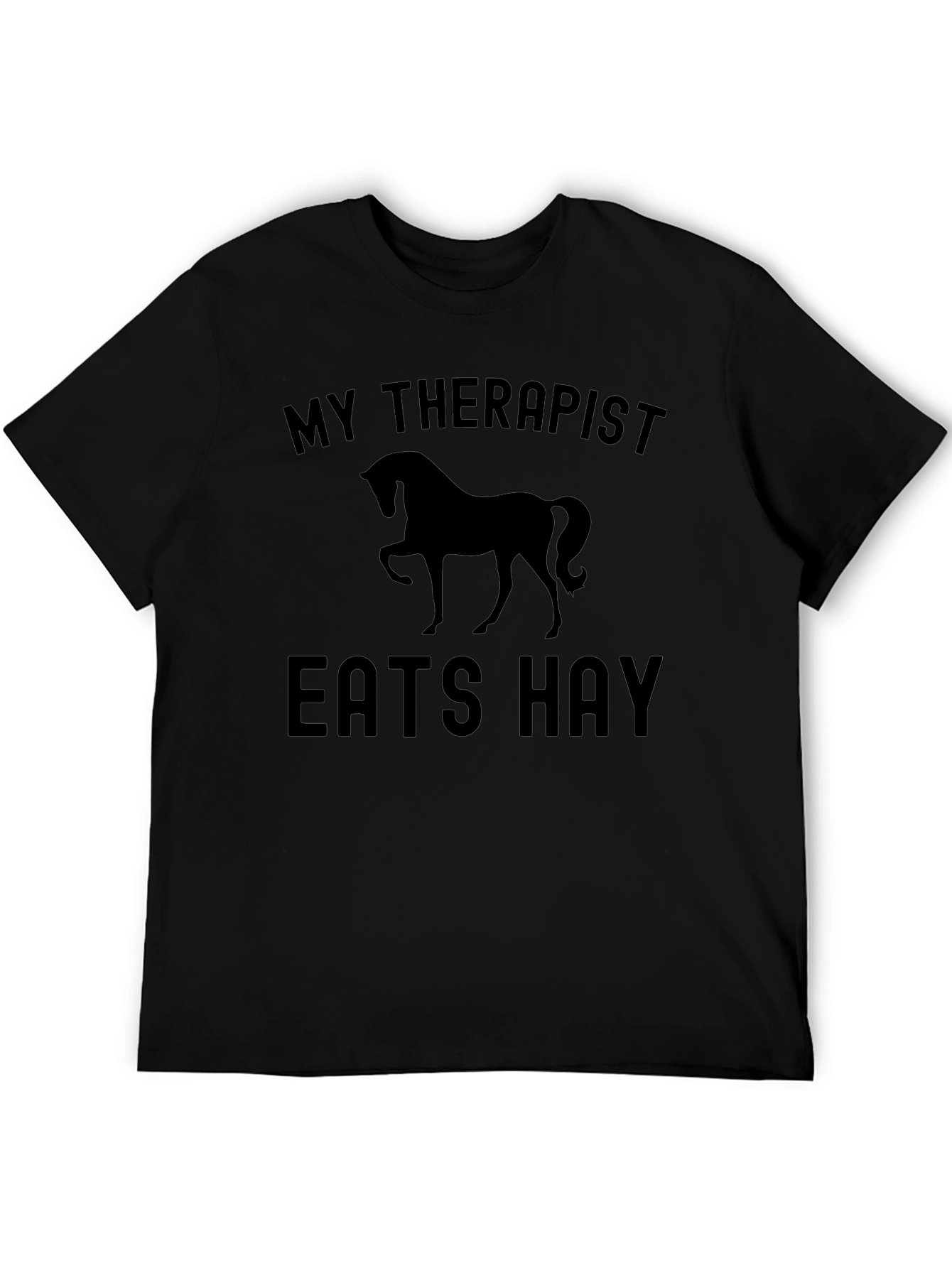 Black My Therapist Eats Hay - Horse Lover Humor T-Shirt view 5