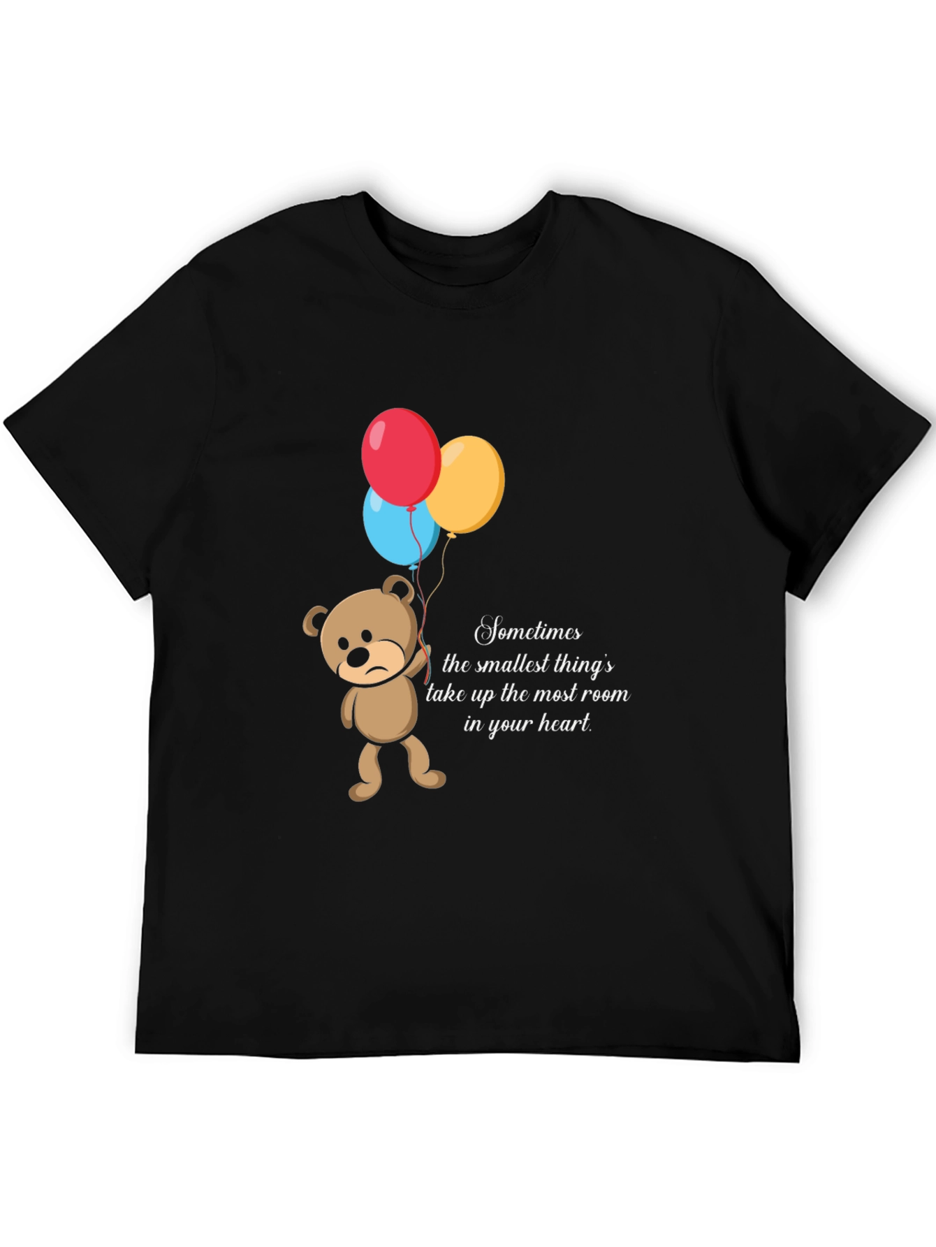 Black Sad Bear Balloons Graphic T-Shirt view 5
