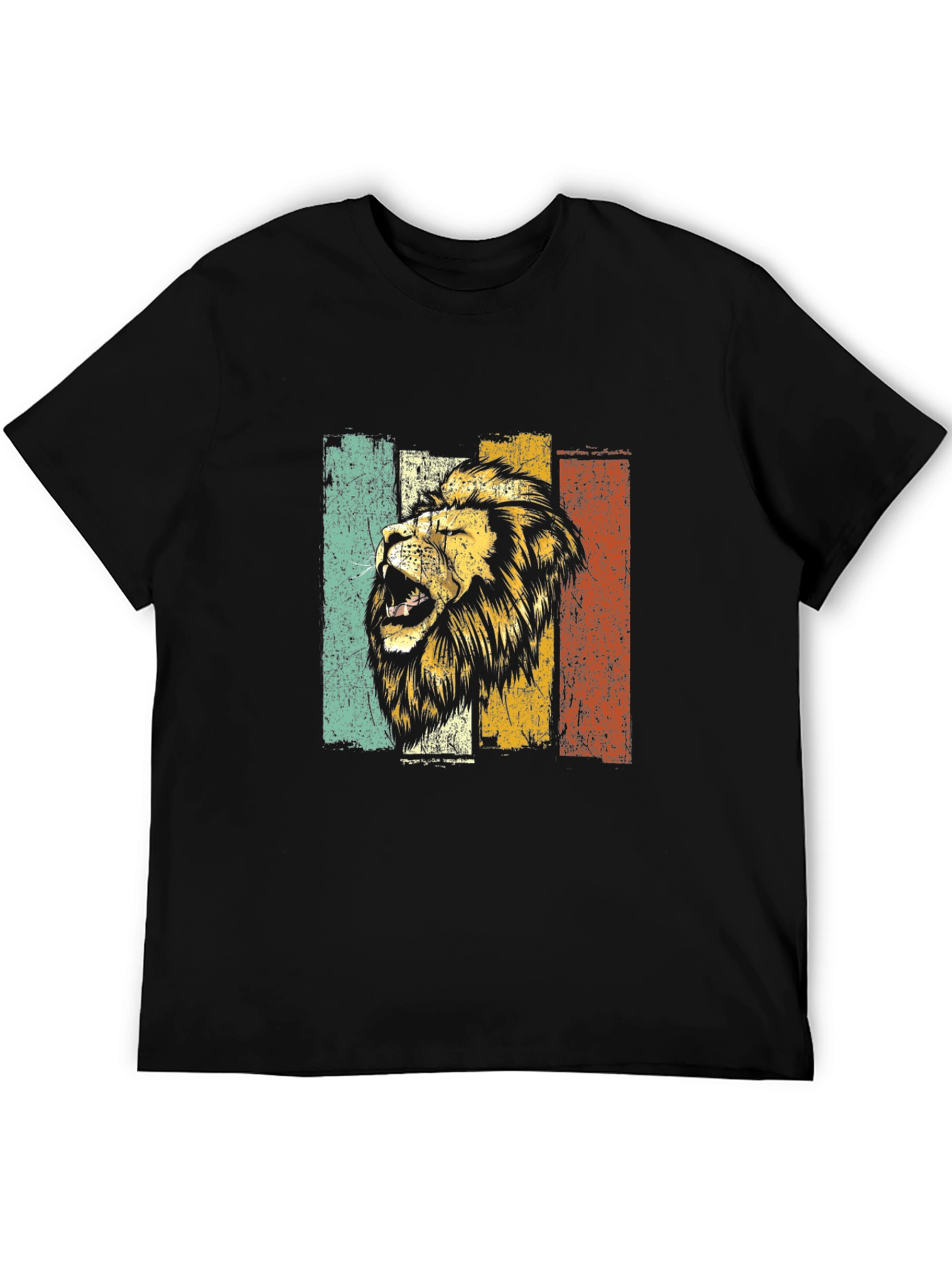 Black Retro Lion Graphic Tee - Vintage Style T-Shirt view 5