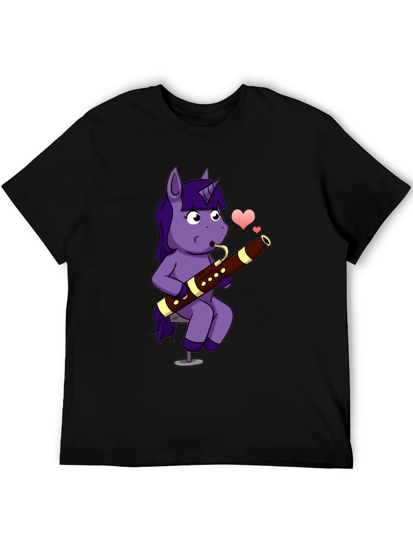 Black Unicorn Bassoon T-Shirt - Musical Cartoon Tee view 5