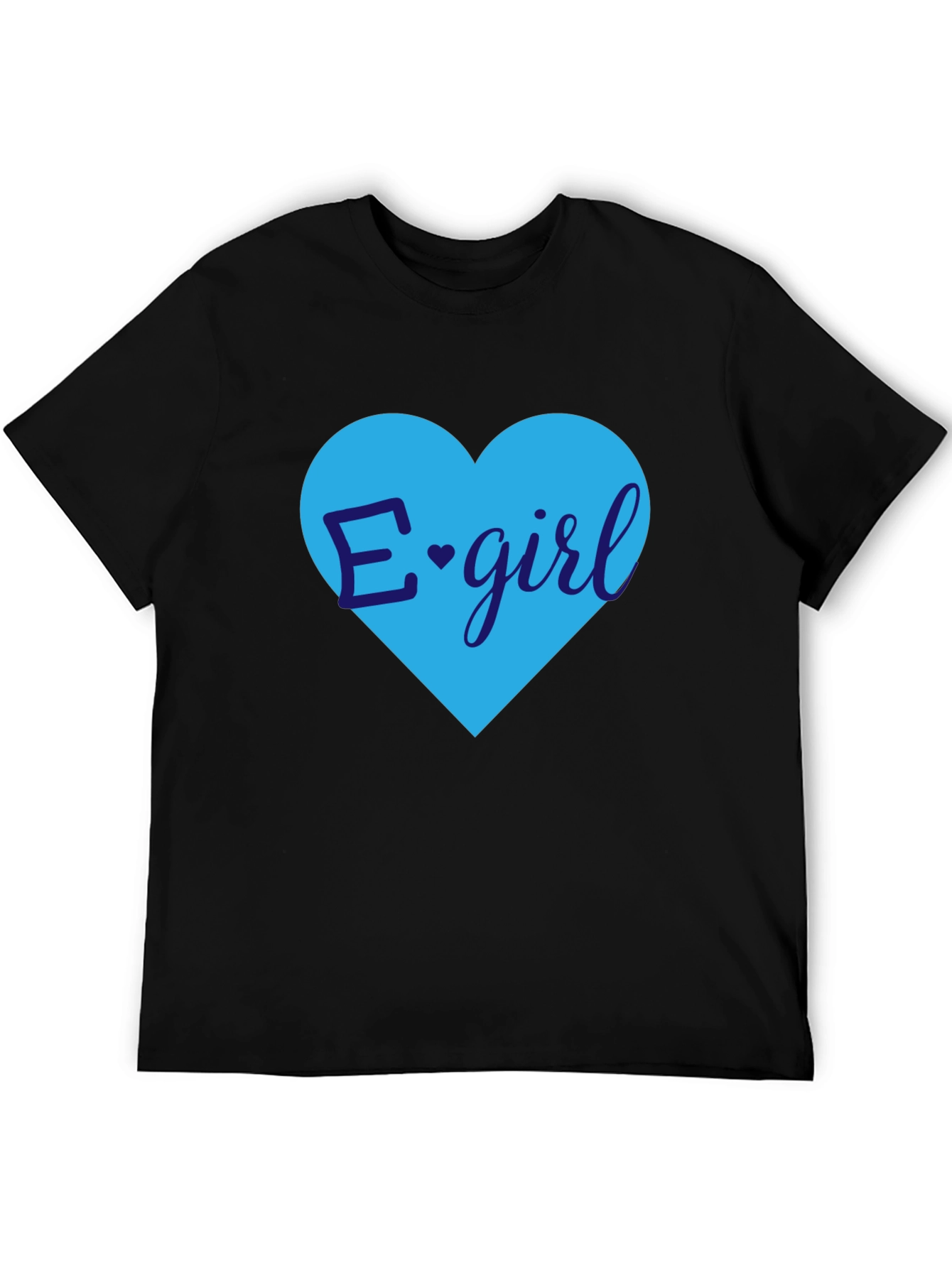 Black E-Girl Heart Graphic Tee - Trendy Casual Top view 5