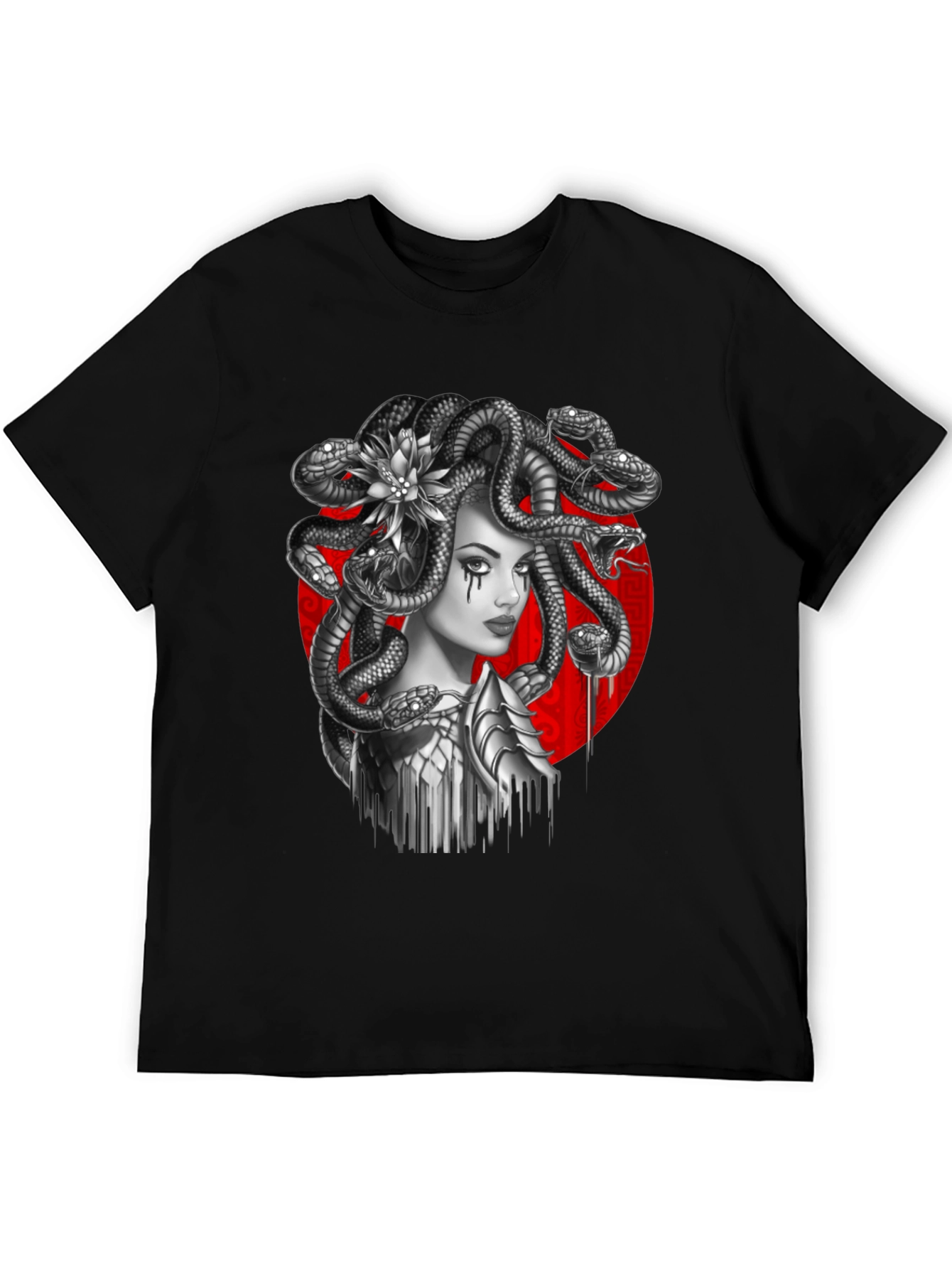Black Medusa Graphic Tee - Mythical Serpent Head T-Shirt view 5