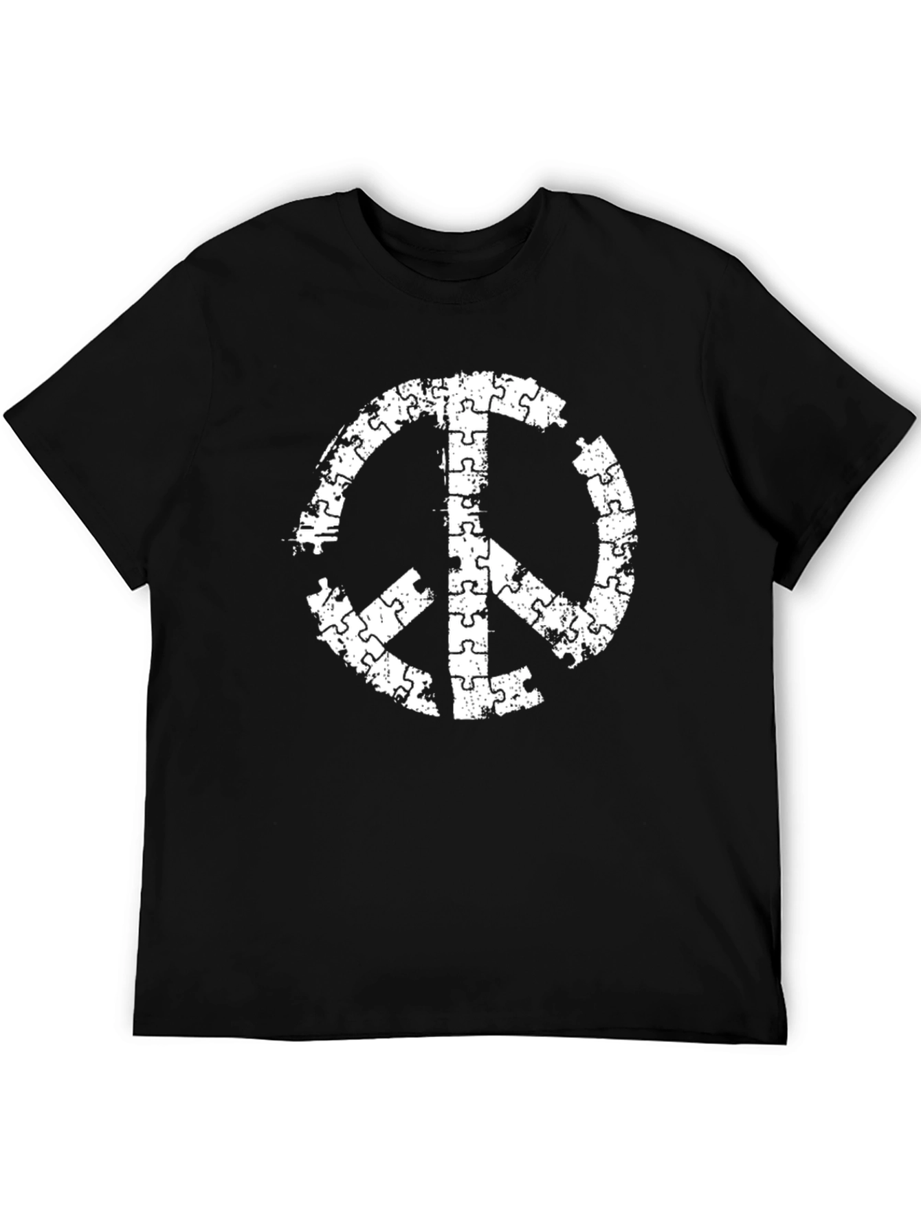 Puzzle Piece Peace Sign Black T-Shirt - 5
