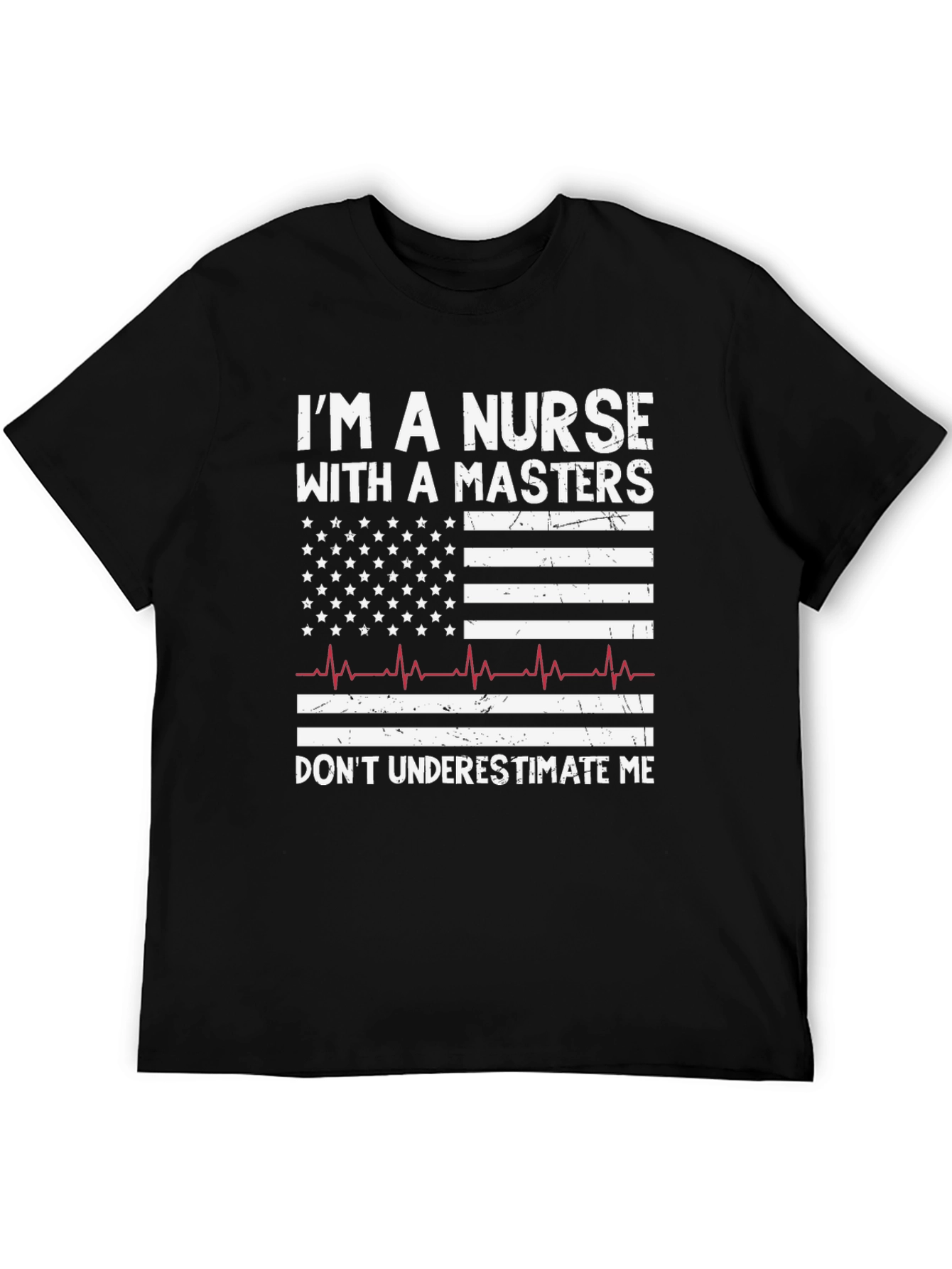 Black Nurse with Masters American Flag Graphic T-Shirt view 5