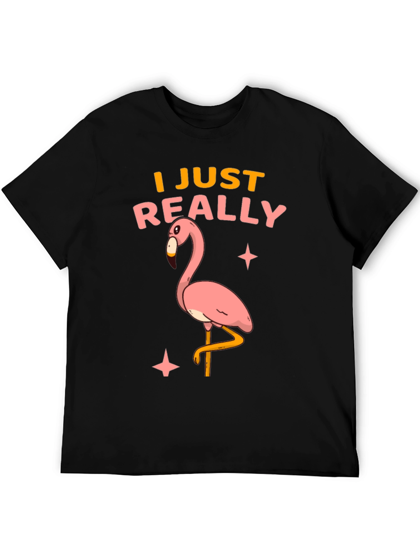 Black Flamingo Graphic T-Shirt - "I Just Really Like Flamingos" view 5