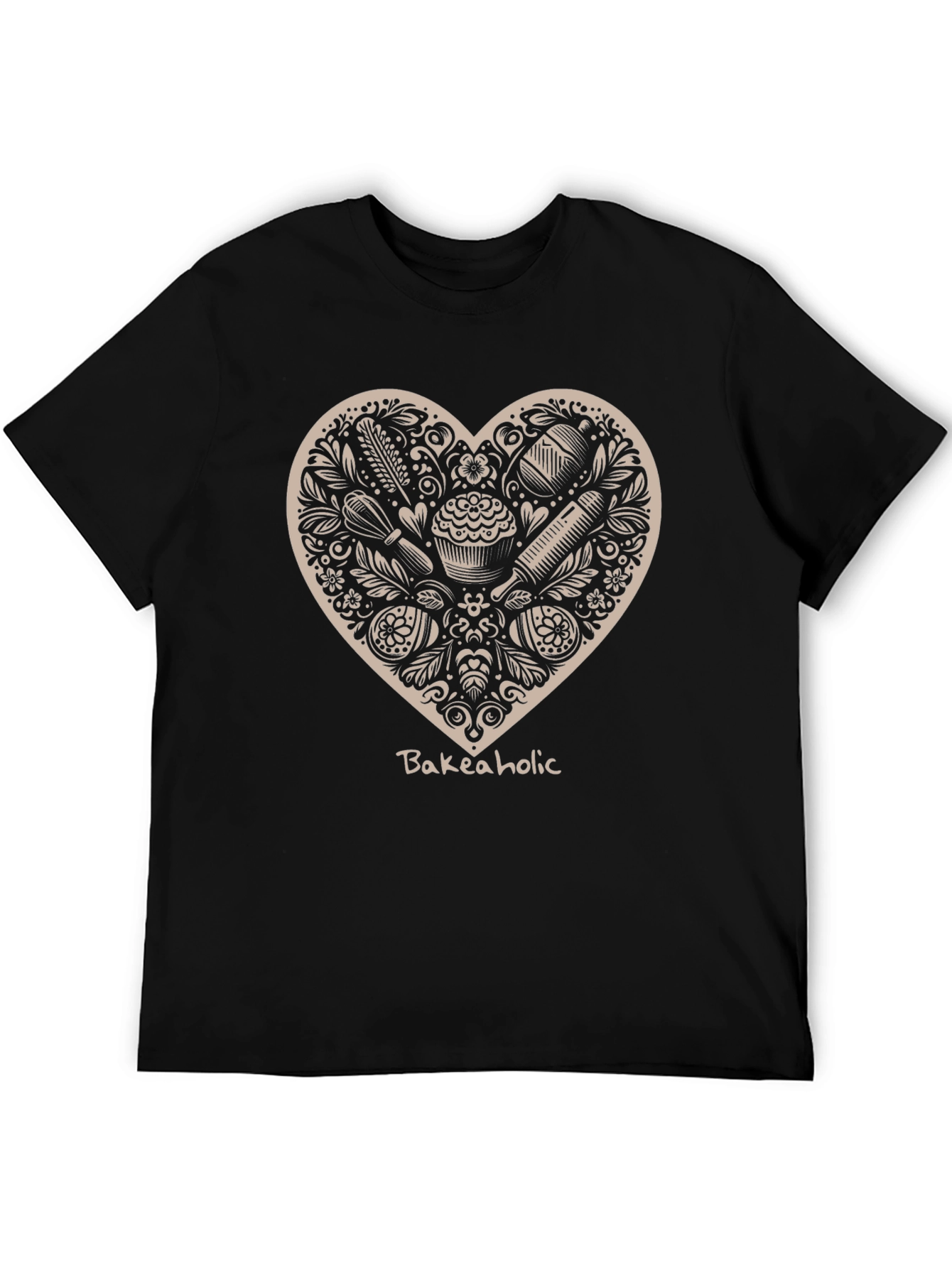 Black Bakeaholic Heart Graphic T-Shirt - Black view 5