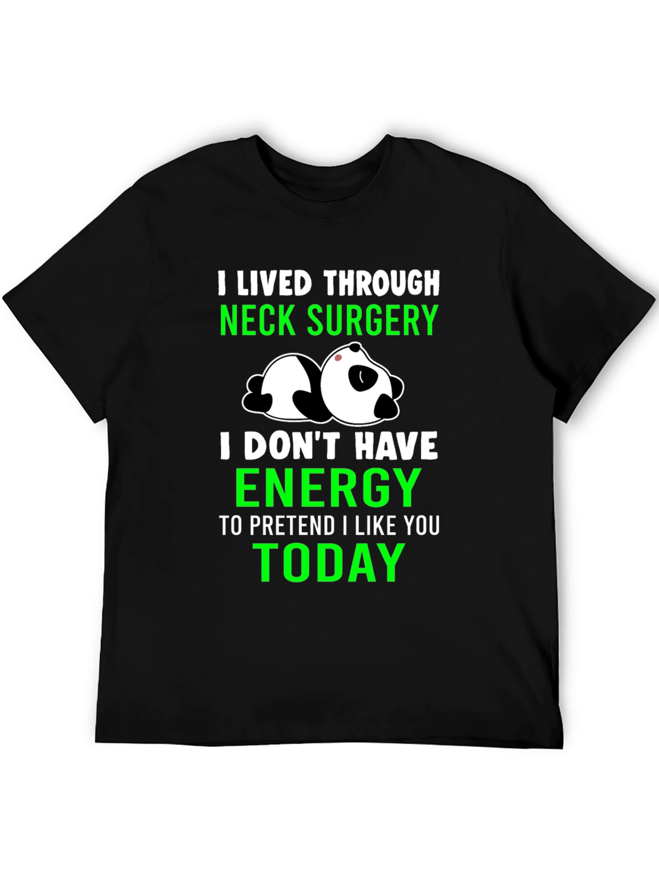 Black Neck Surgery Survivor Panda T-Shirt view 5