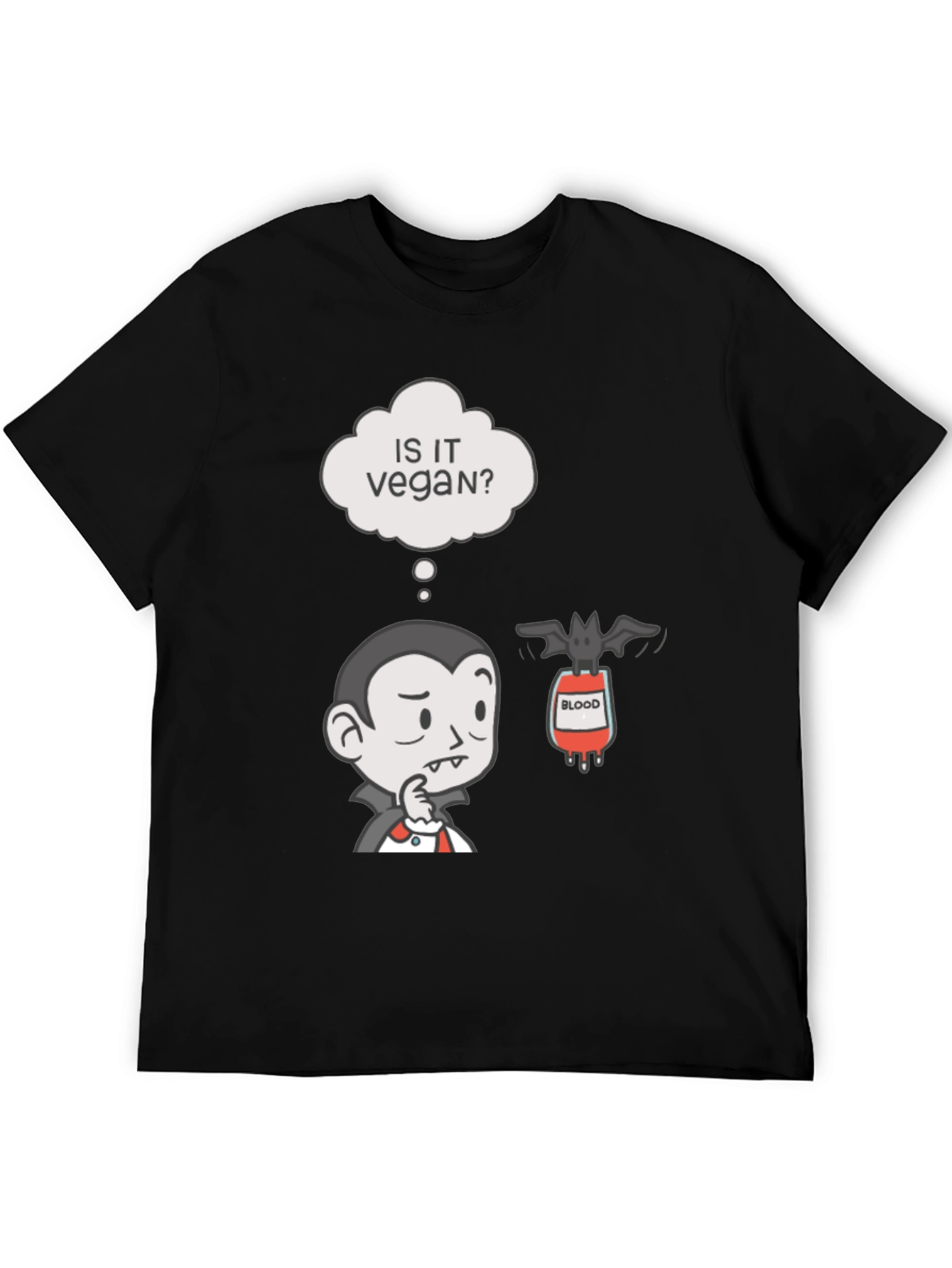 Black Vegan Vampire Humor T-Shirt view 5