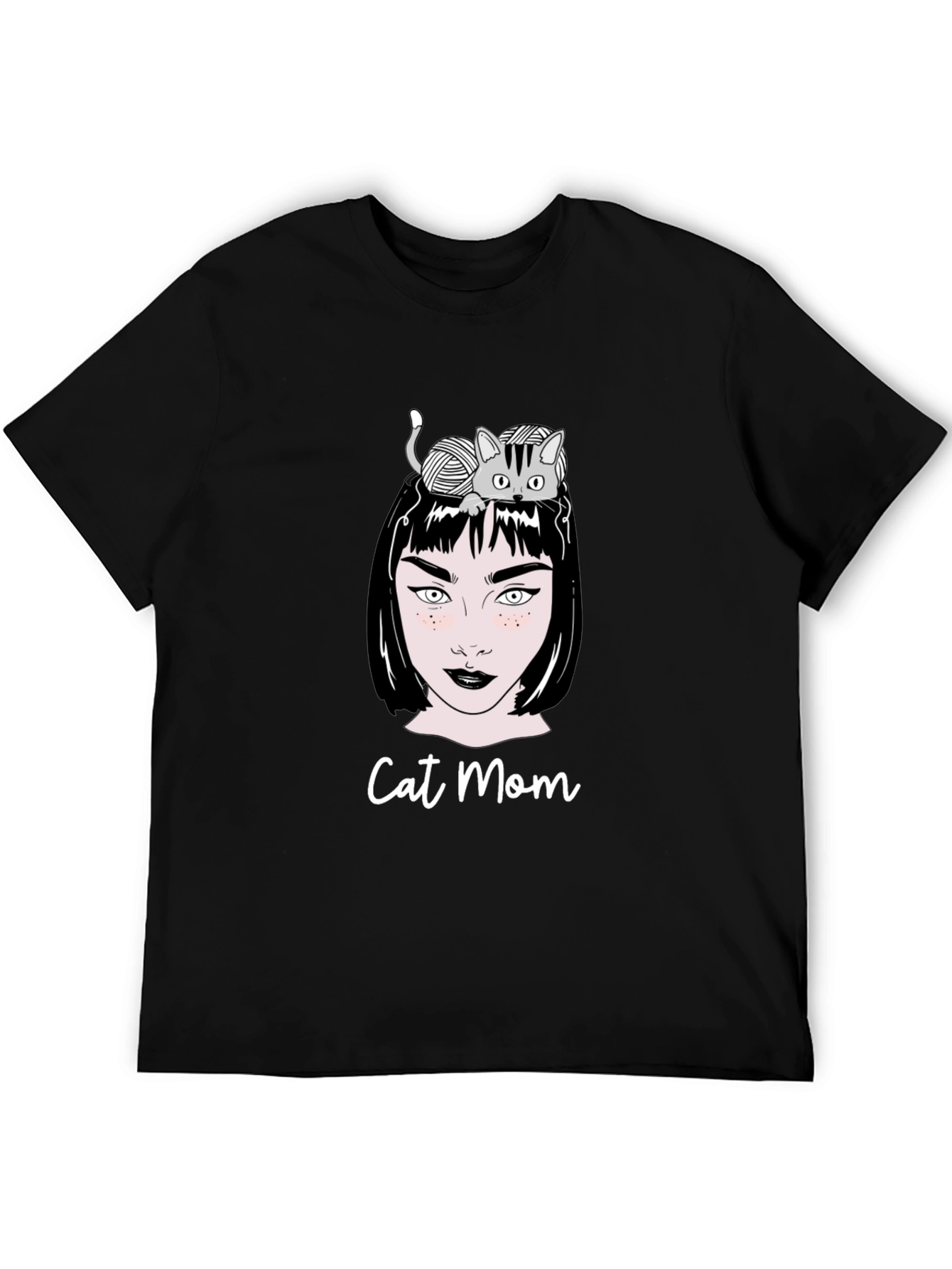Black Cat Mom Graphic T-Shirt - Unisex Black Tee view 5