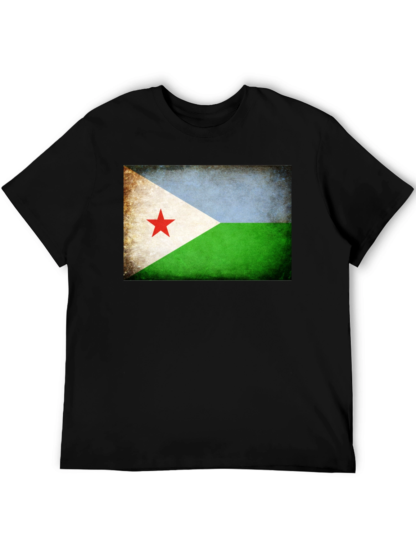 Black Djibouti Flag T-Shirt - Black Crew Neck Tee view 5