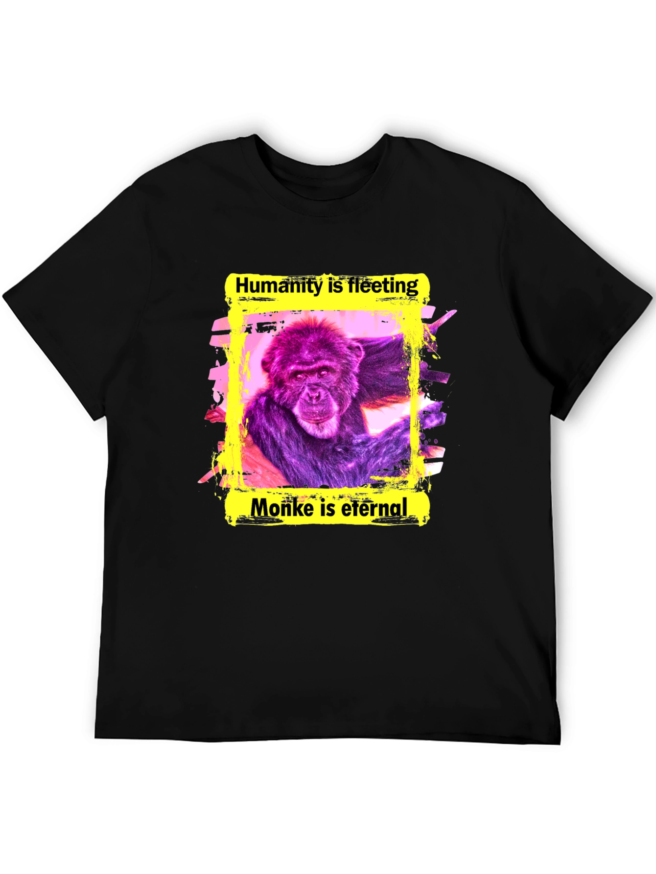 Black Monke is Eternal T-Shirt - Funny Ape Graphic Tee view 5