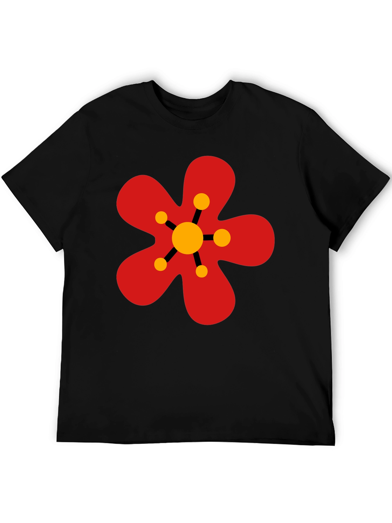 Black Retro Flower Power Graphic Tee - Black view 5