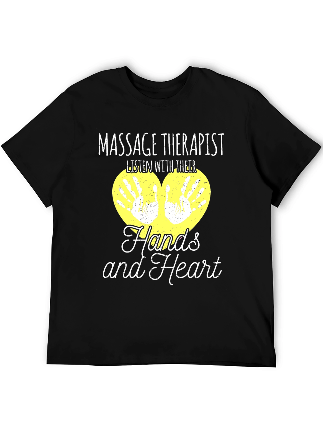 Black Massage Therapist T-Shirt - Listen With Their Hands and Heart view 5