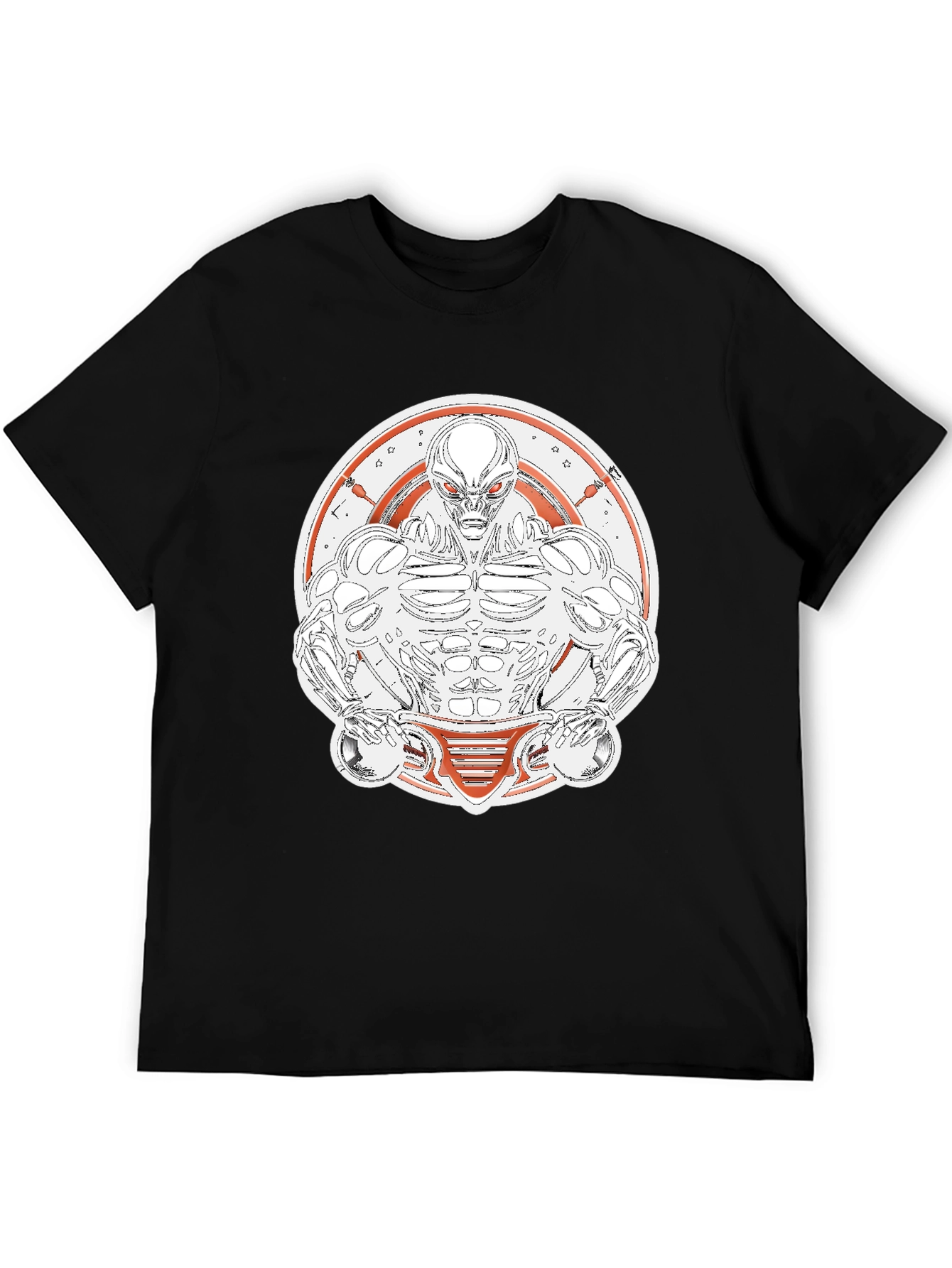 Black Alien Gym Bro Graphic Tee - Black Cotton T-Shirt view 5