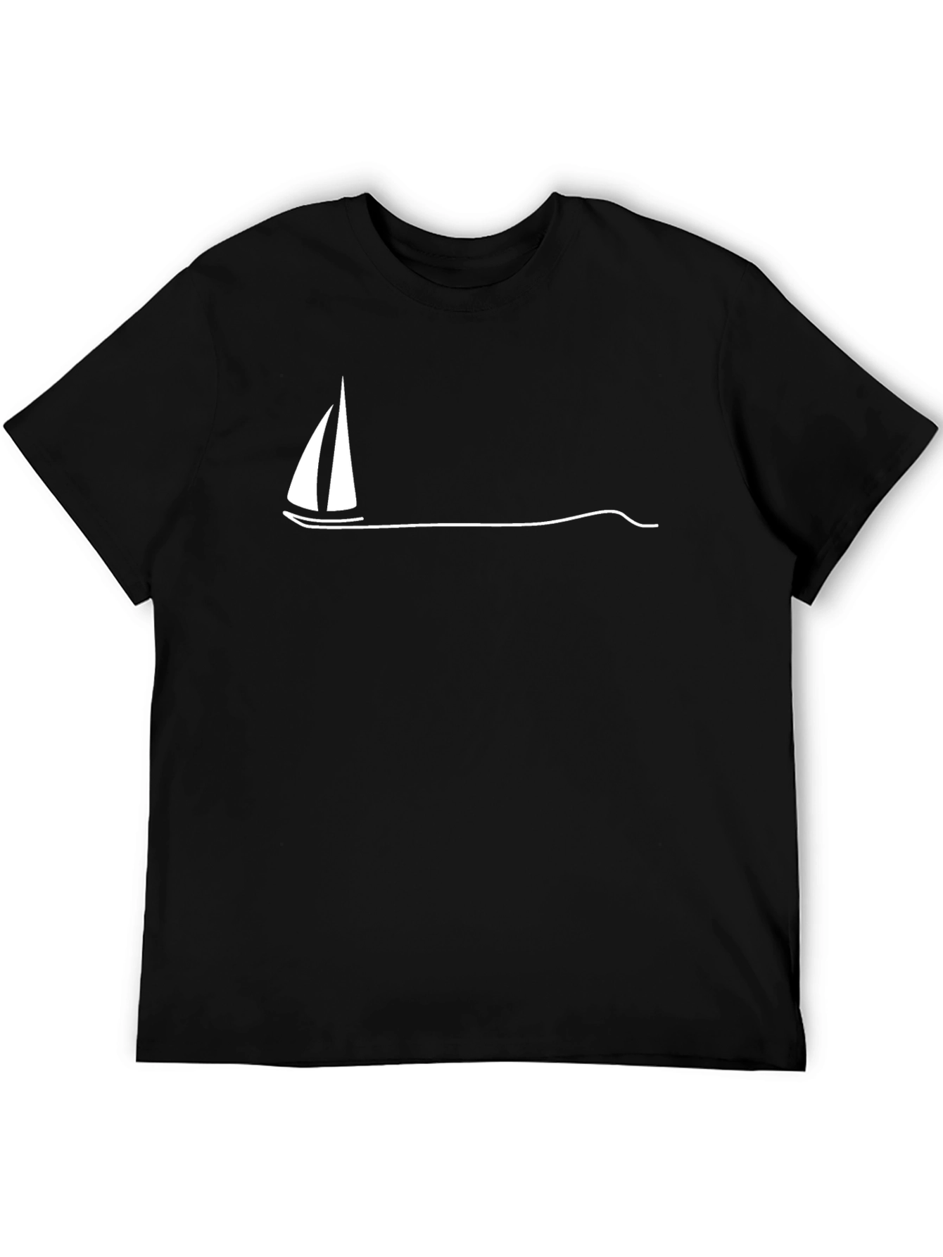 Black Sailing Graphic Tee - Minimalist Boat T-Shirt view 5