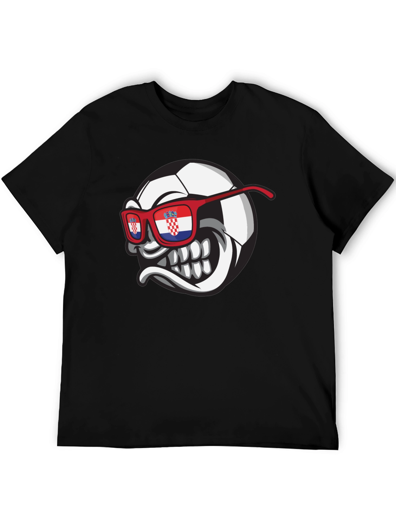 Black Croatian Soccer Fan T-Shirt - Men's Black Tee view 5