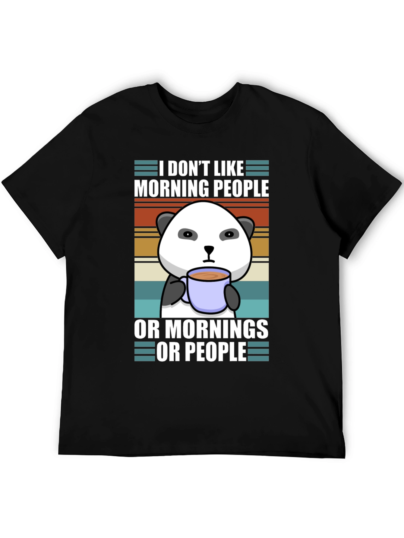 Black I Don't Like Morning People Panda Graphic Tee view 5