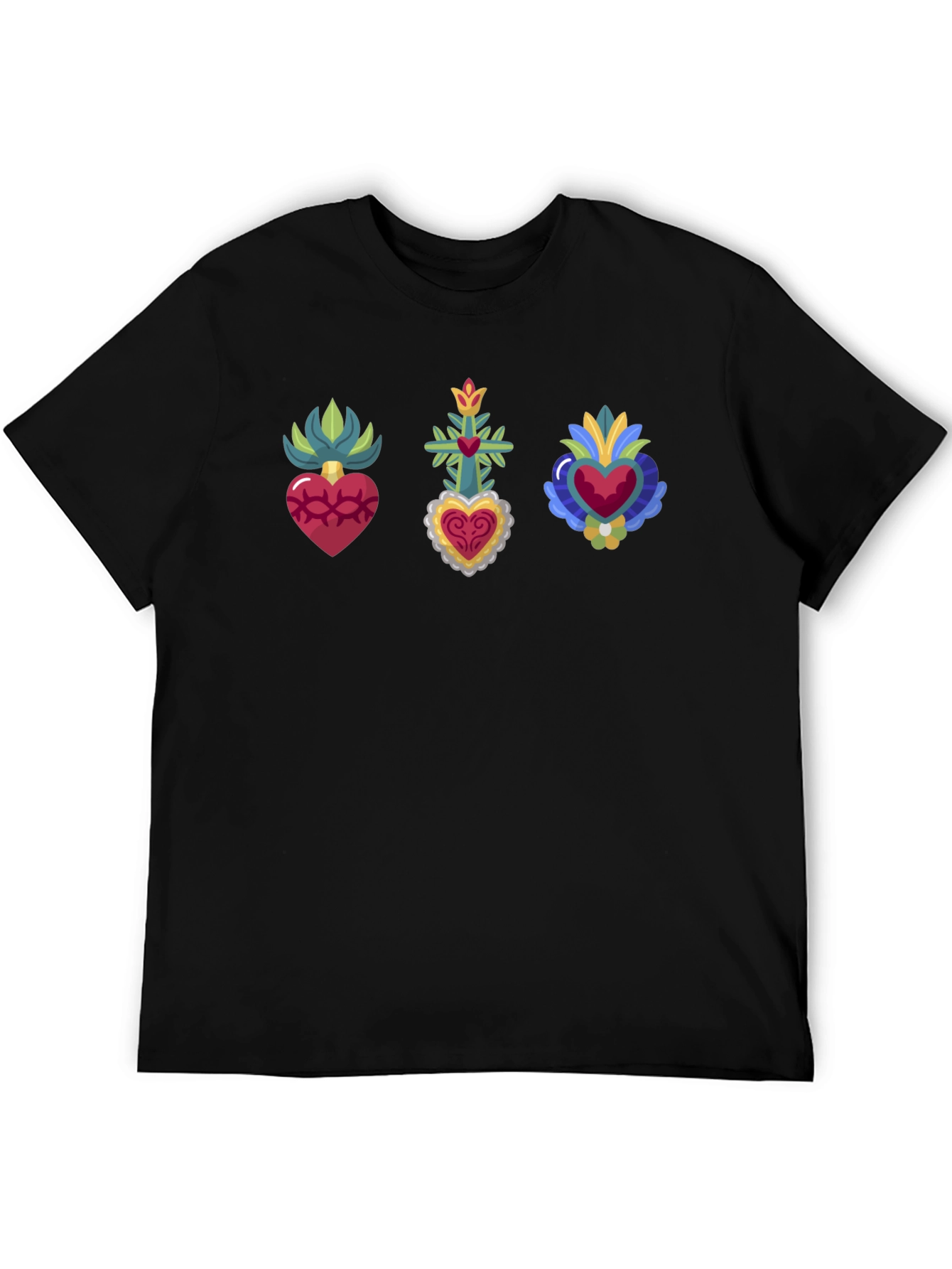 Black Sacred Heart Graphic Print Black T-Shirt view 5