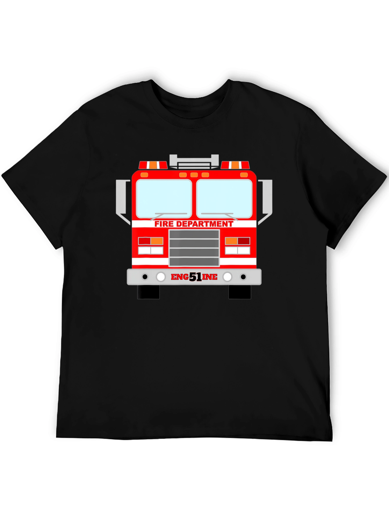 Black Fire Department Truck Graphic T-Shirt - Black view 5