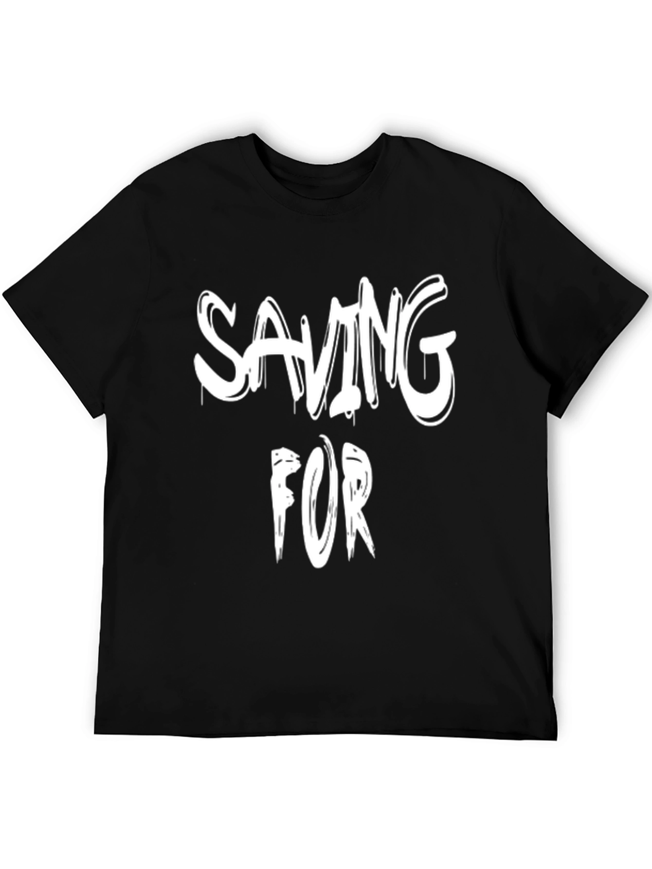 Black Saving For Graphic T-Shirt - Stylish Crew Neck Tee view 5