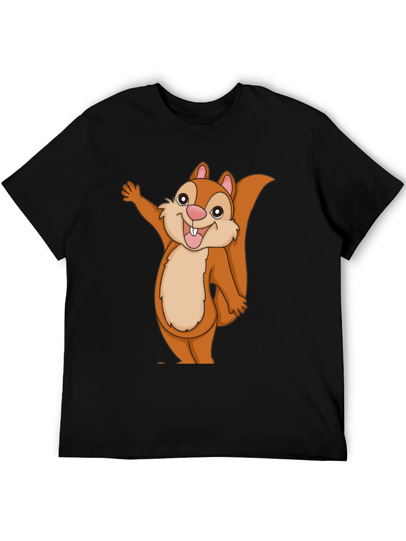 Black Cute Cartoon Squirrel Graphic T-Shirt view 5
