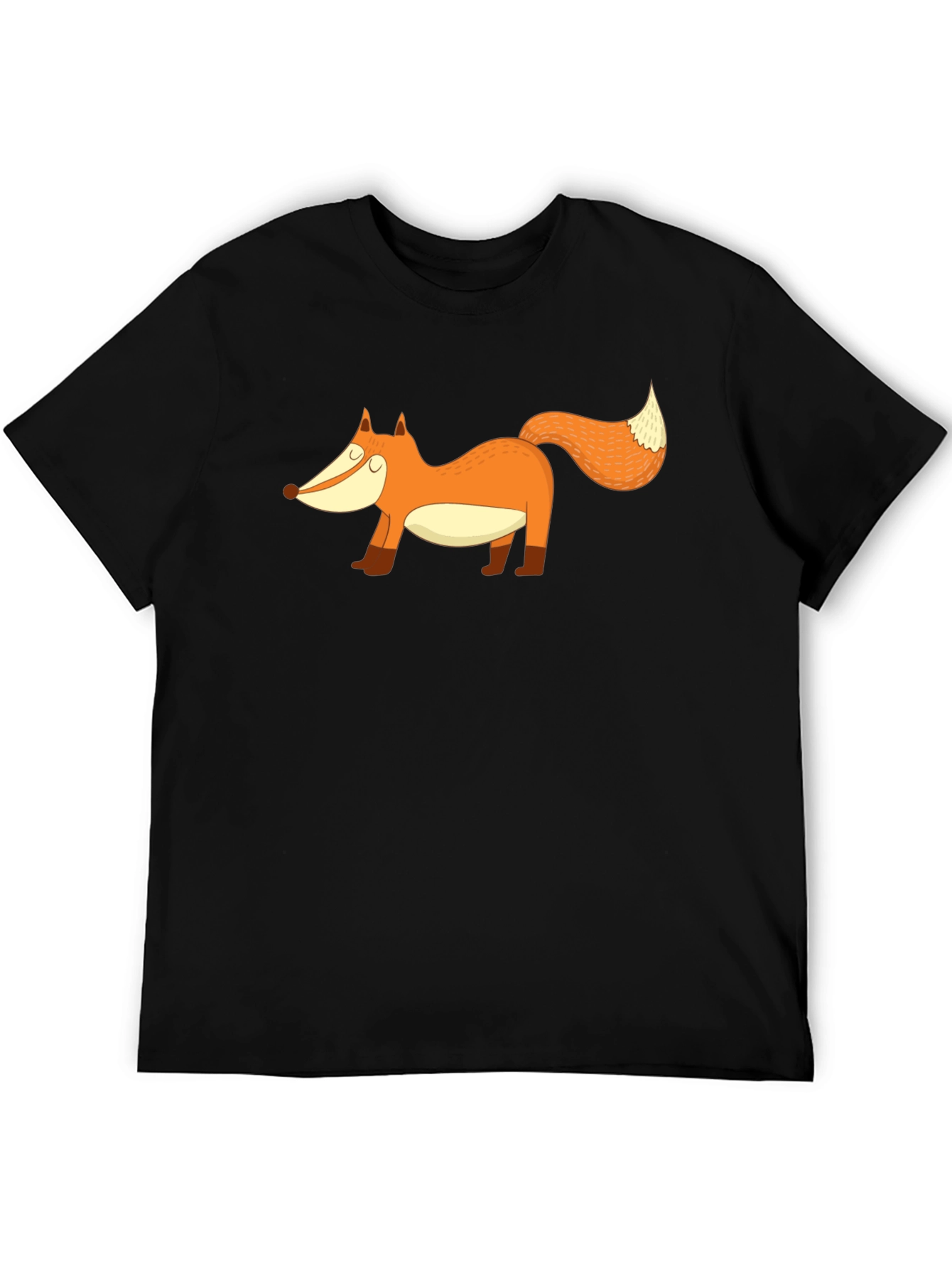 Black Fox Graphic Tee - Black Cotton Blend Casual T-Shirt view 5