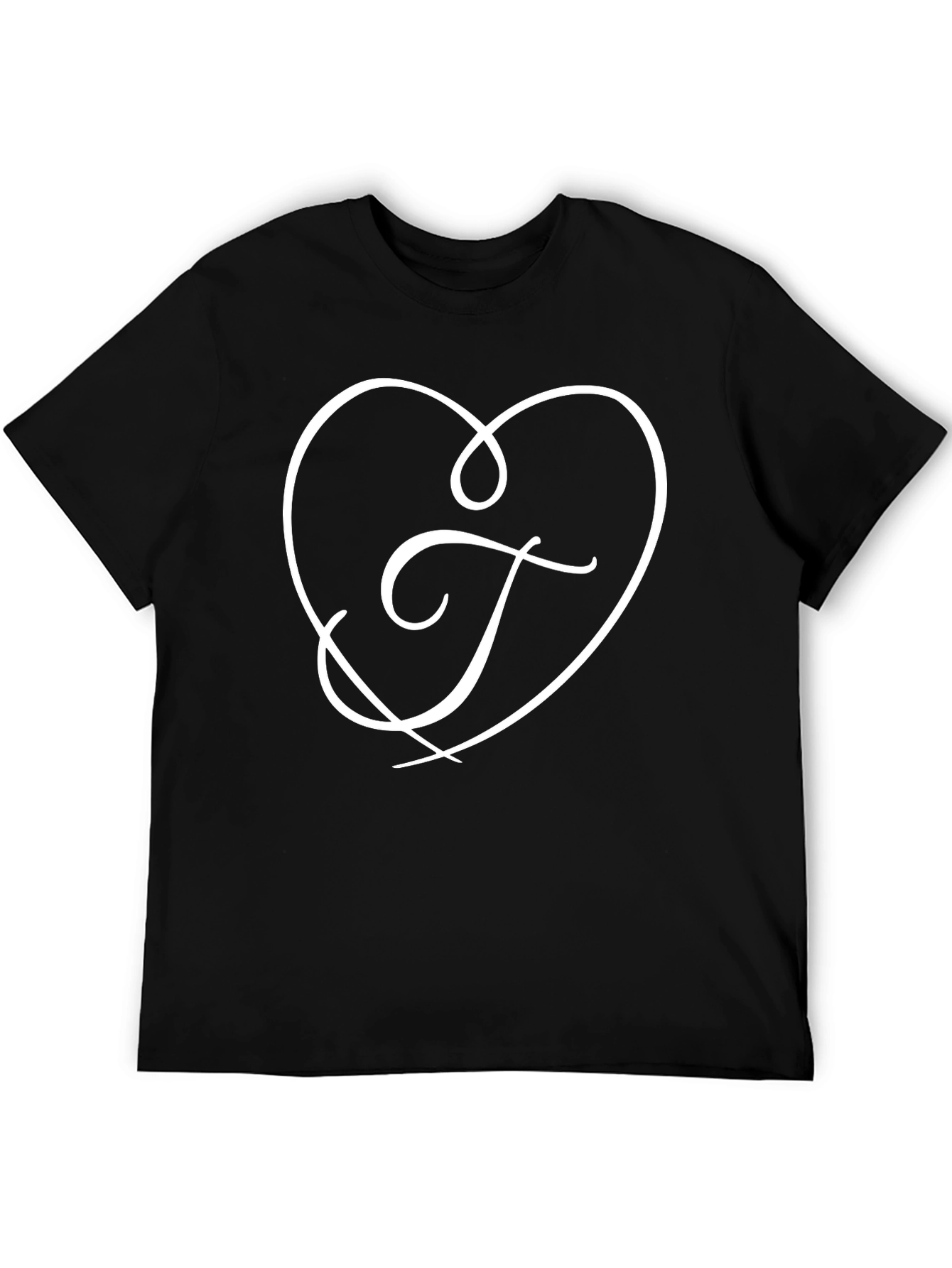 Black Heart Initial T-Shirt - Elegant Love Tee view 5