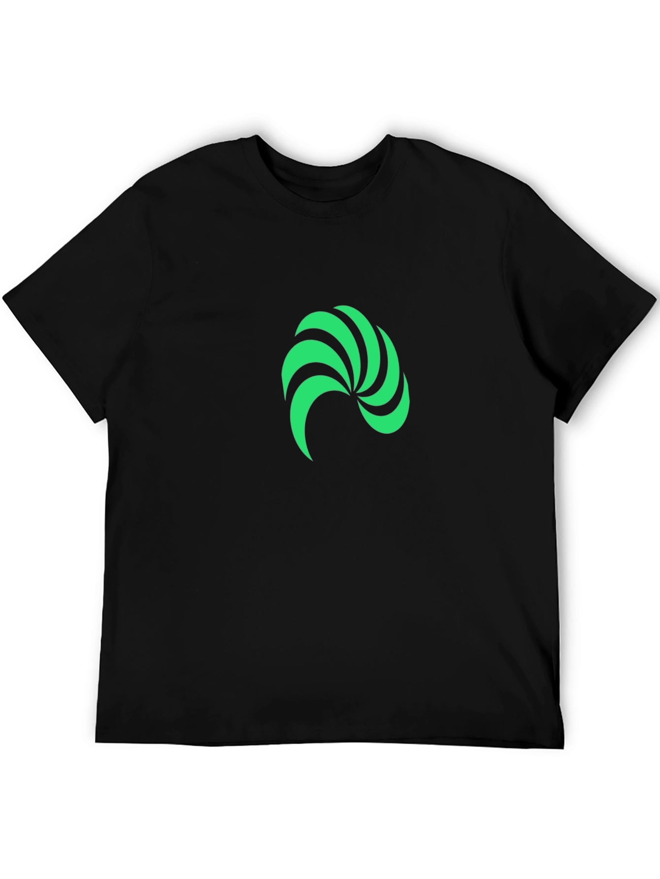Black Modern Green Swirl Graphic Black T-Shirt view 5