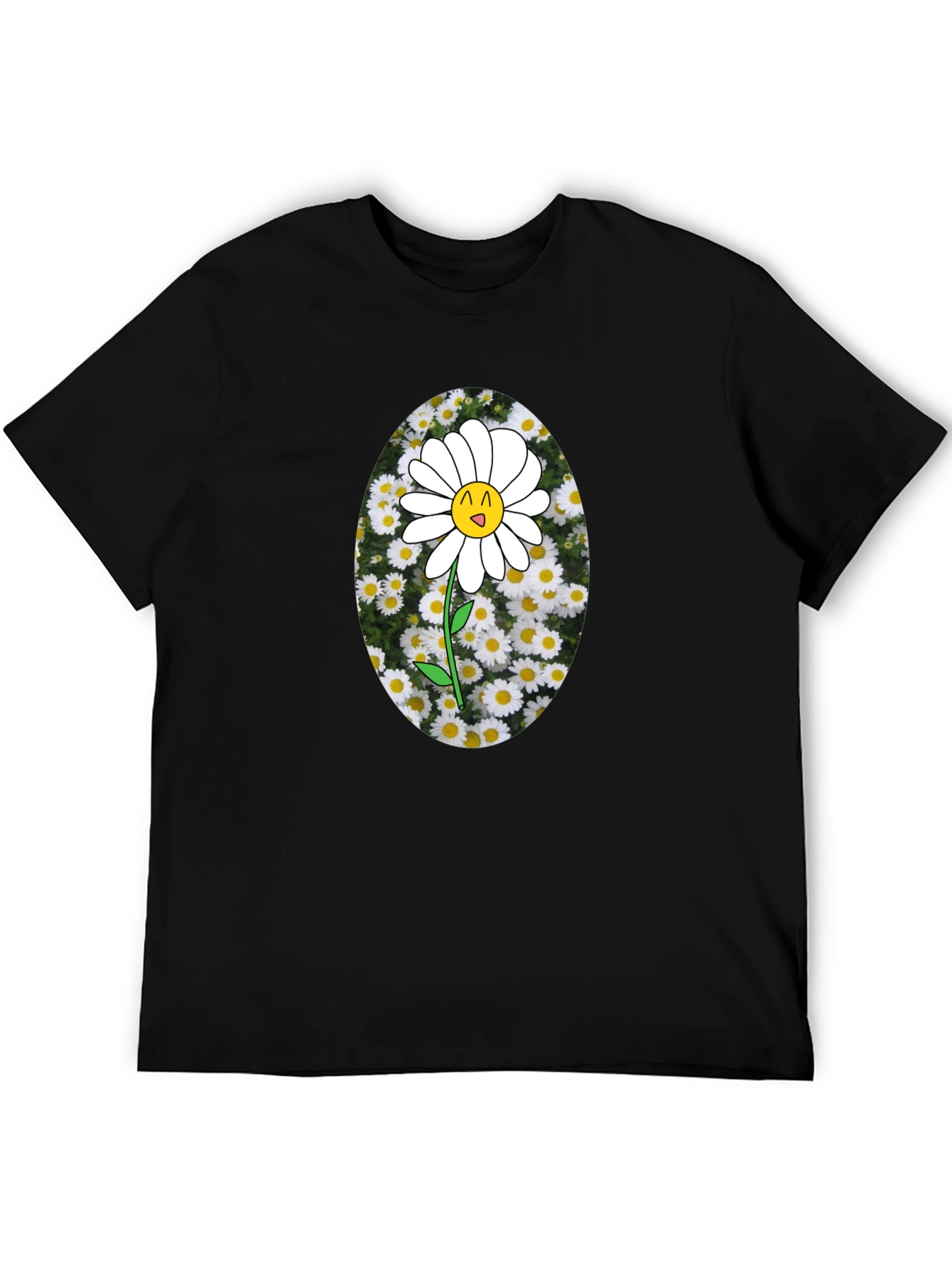 Black Black T-Shirt with Daisy Graphic view 5