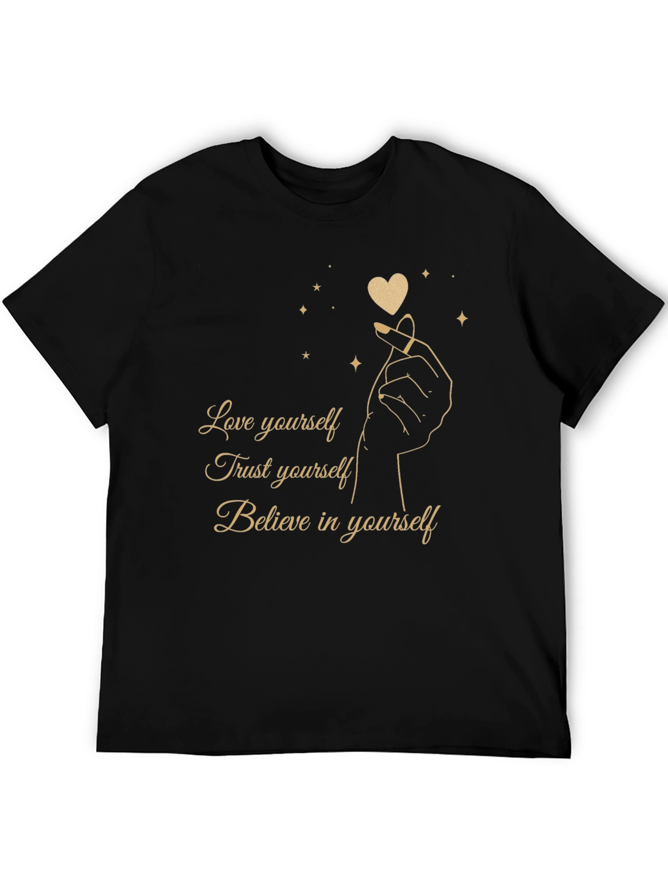 Black Love Yourself Graphic Tee - Black Cotton Blend Shirt view 5