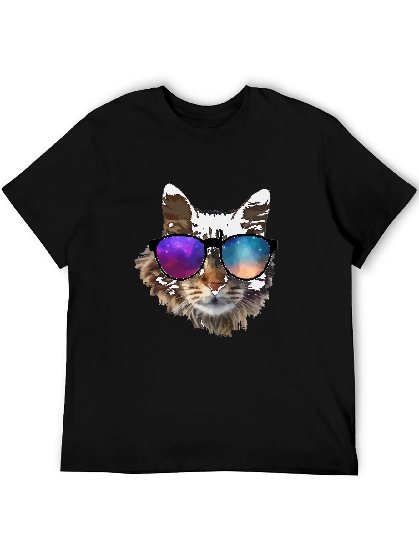 Black Cool Cat Tee - Galaxy Shades Graphic T-Shirt view 5