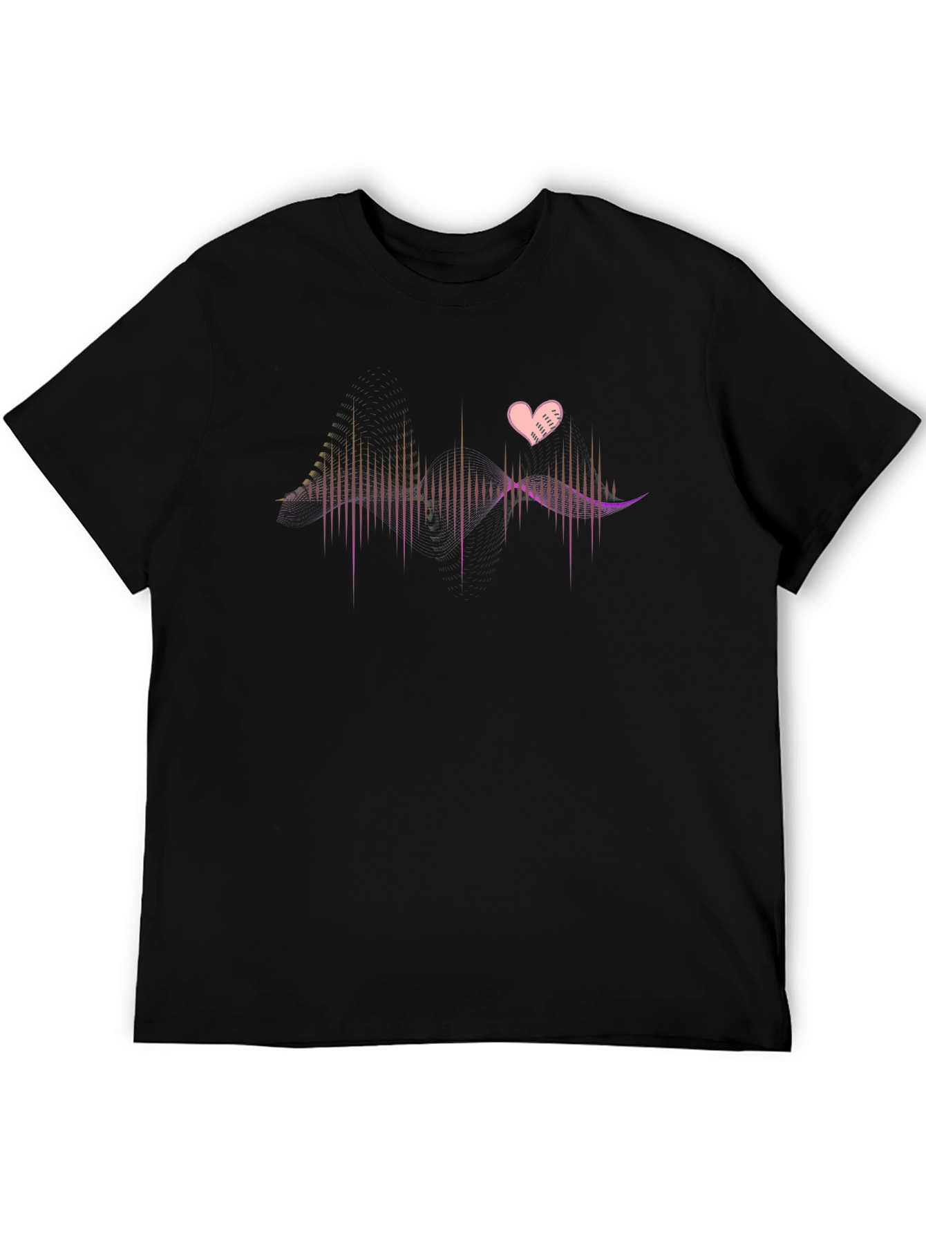 Black Heartbeat Graphic Tee - Stylish Men's Black T-Shirt view 5