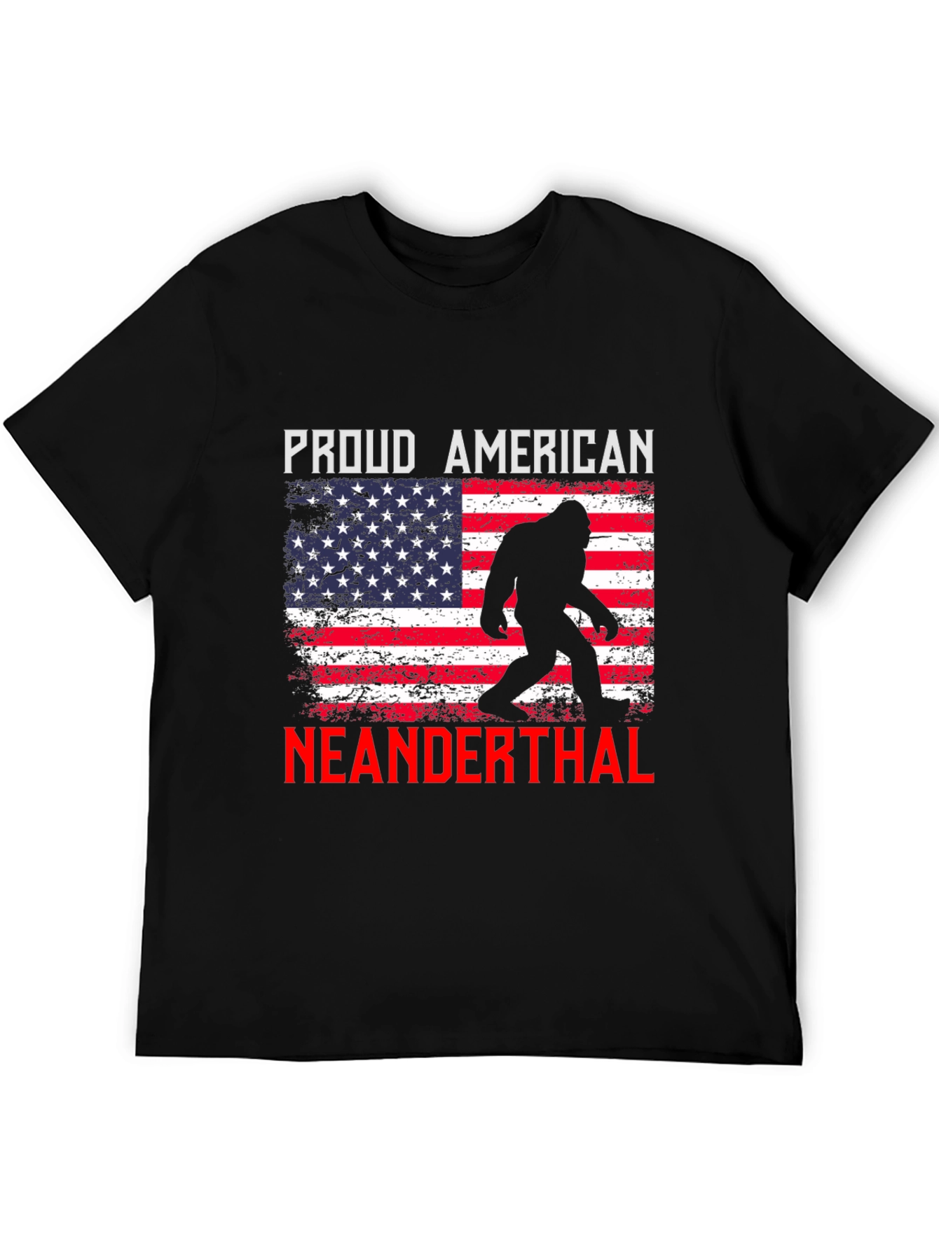 Black Proud American Neanderthal T-Shirt view 5
