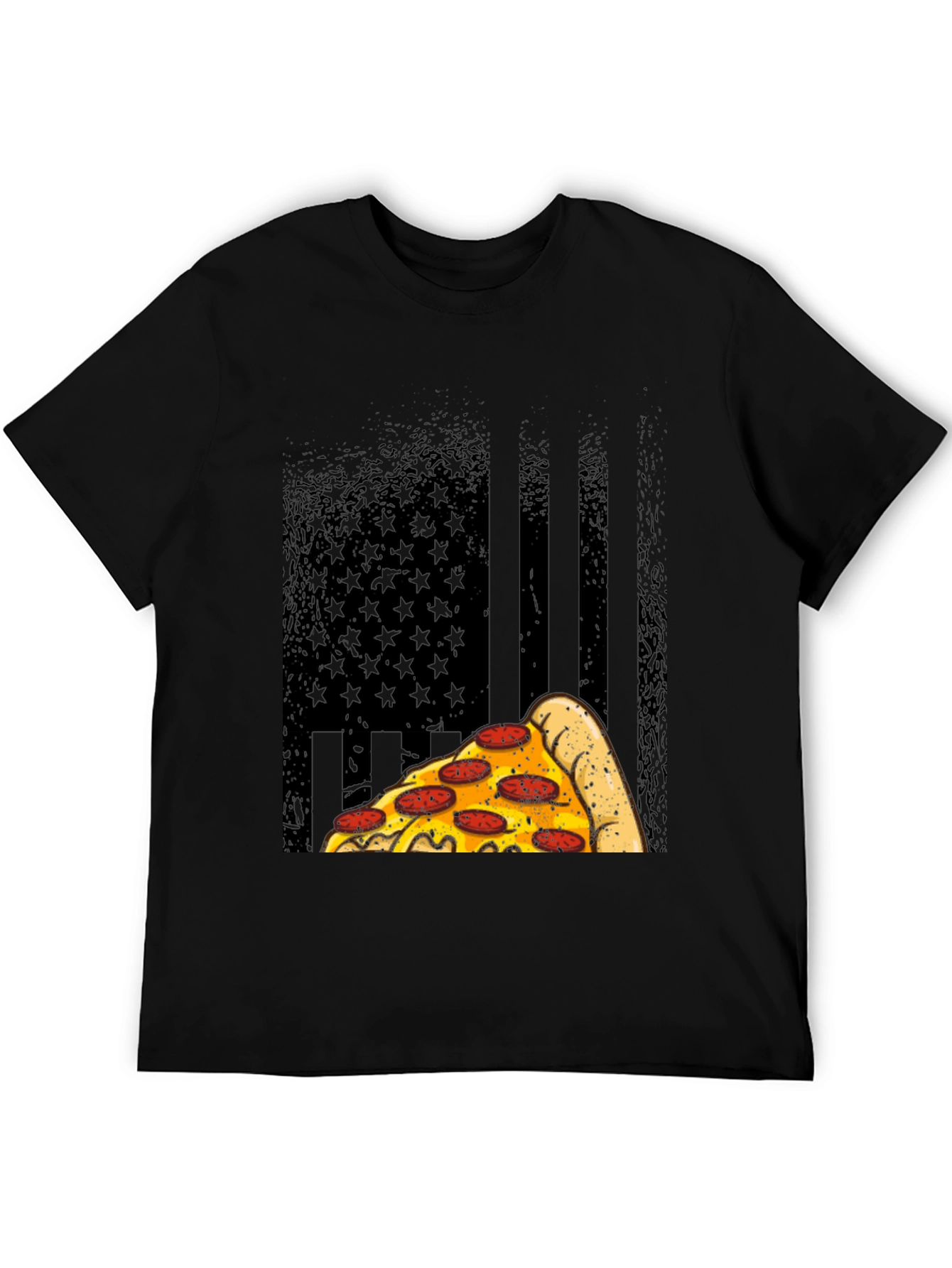 Black Pizza Flag Graphic T-Shirt view 5