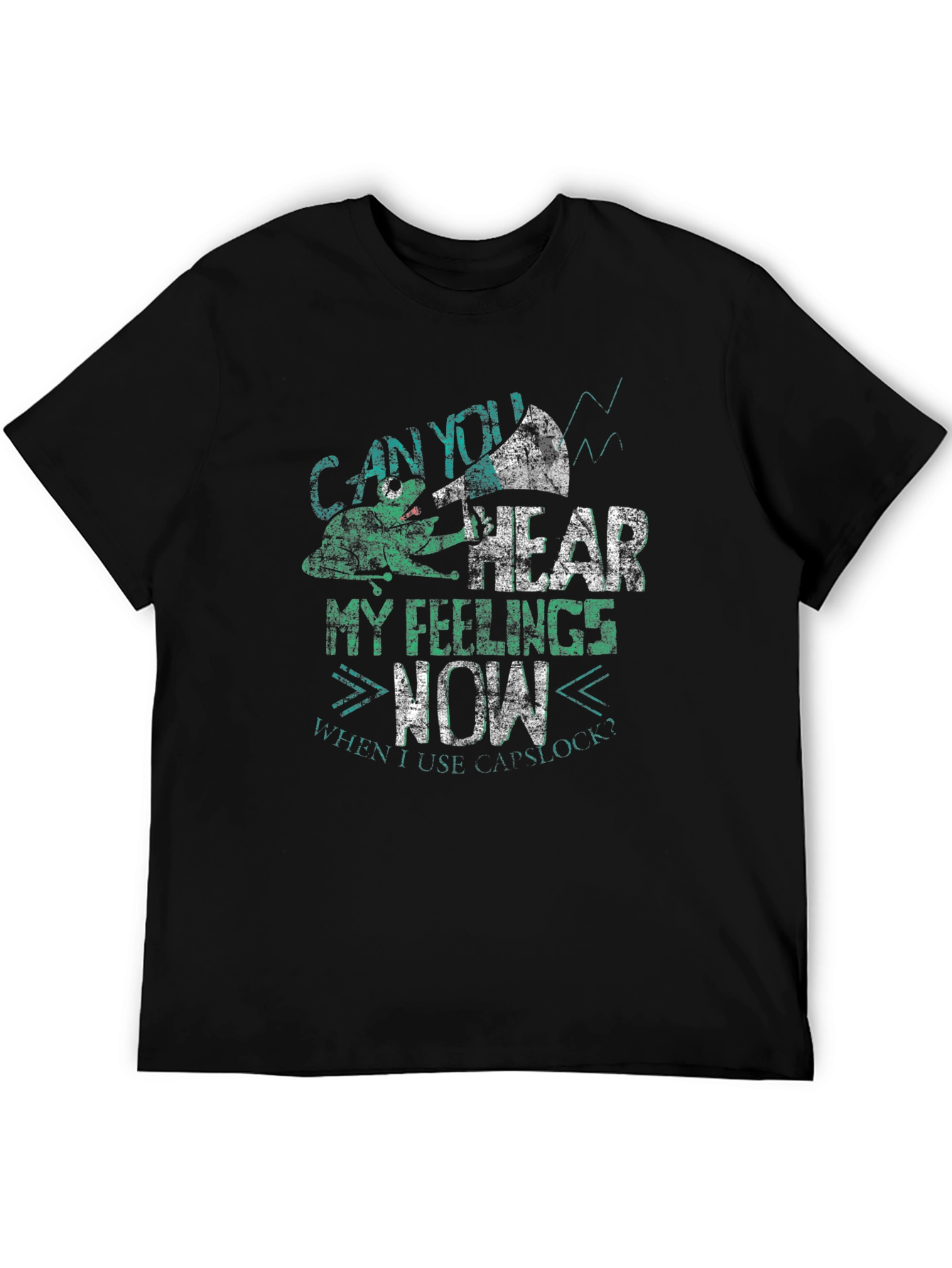 Black Can You Hear My Feelings Now Men's Graphic Tee view 5