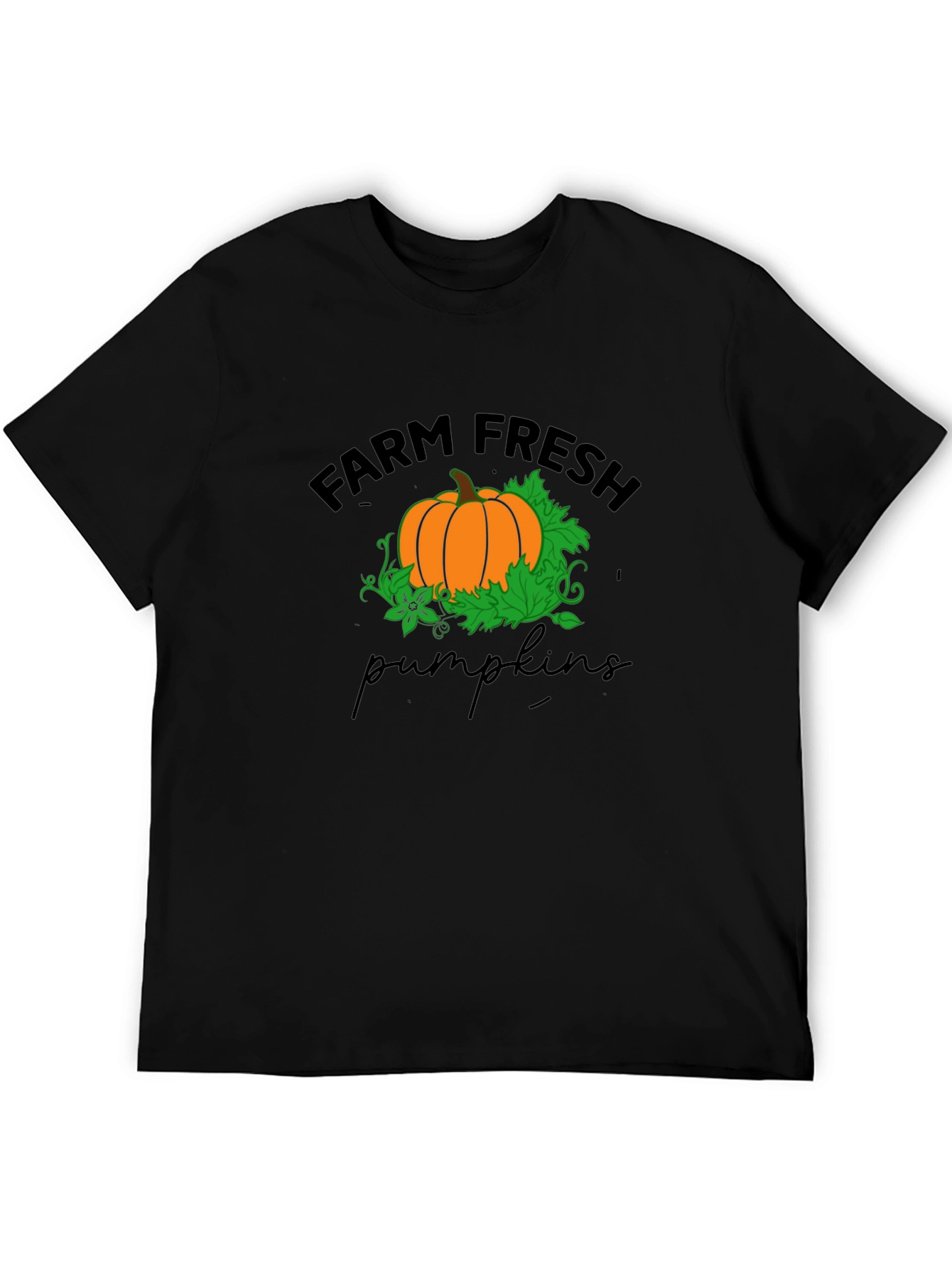 Black Farm Fresh Pumpkins T-Shirt - Black view 5
