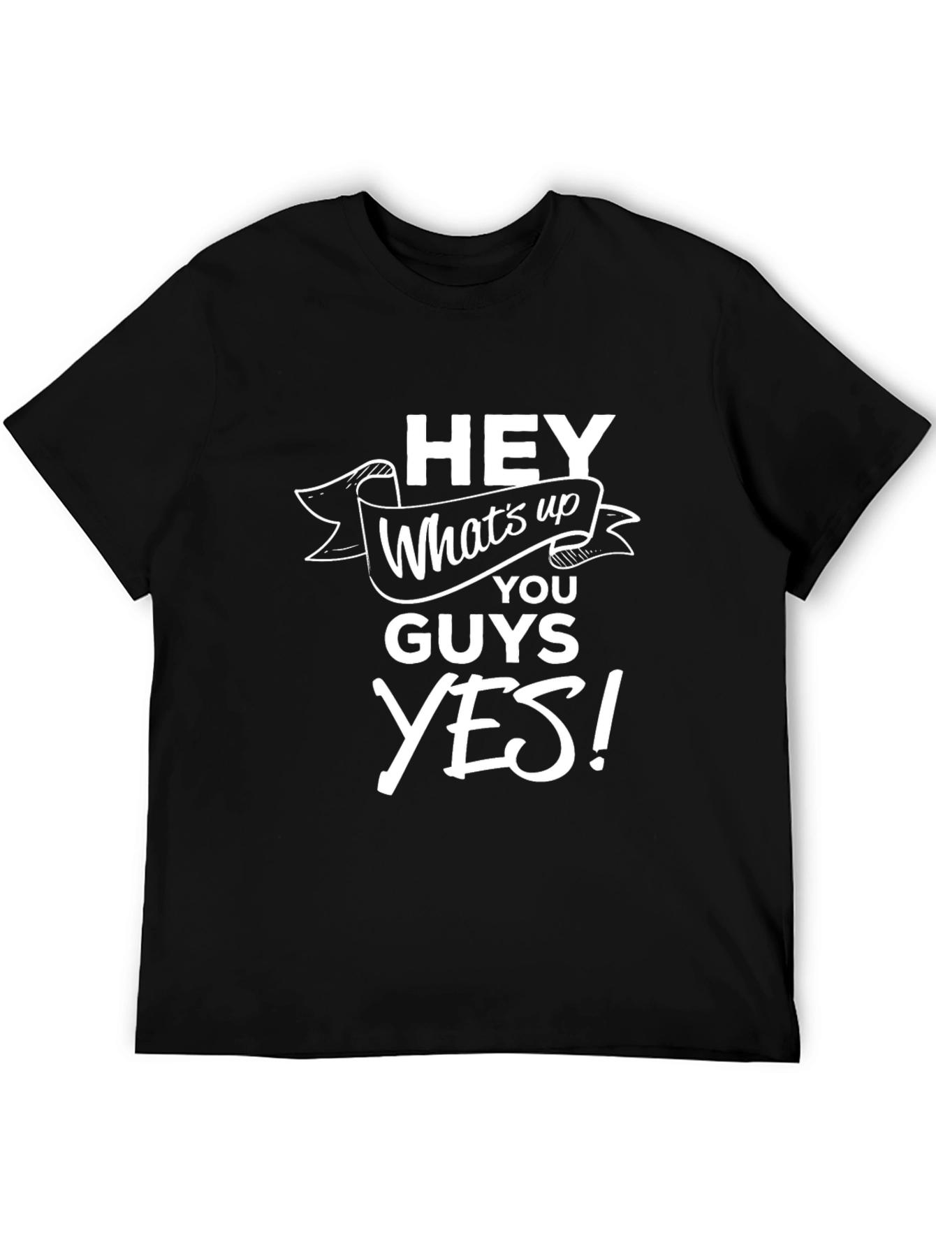 Black Hey What's Up Graphic Tee - Soft Black Cotton Blend T-Shirt view 5