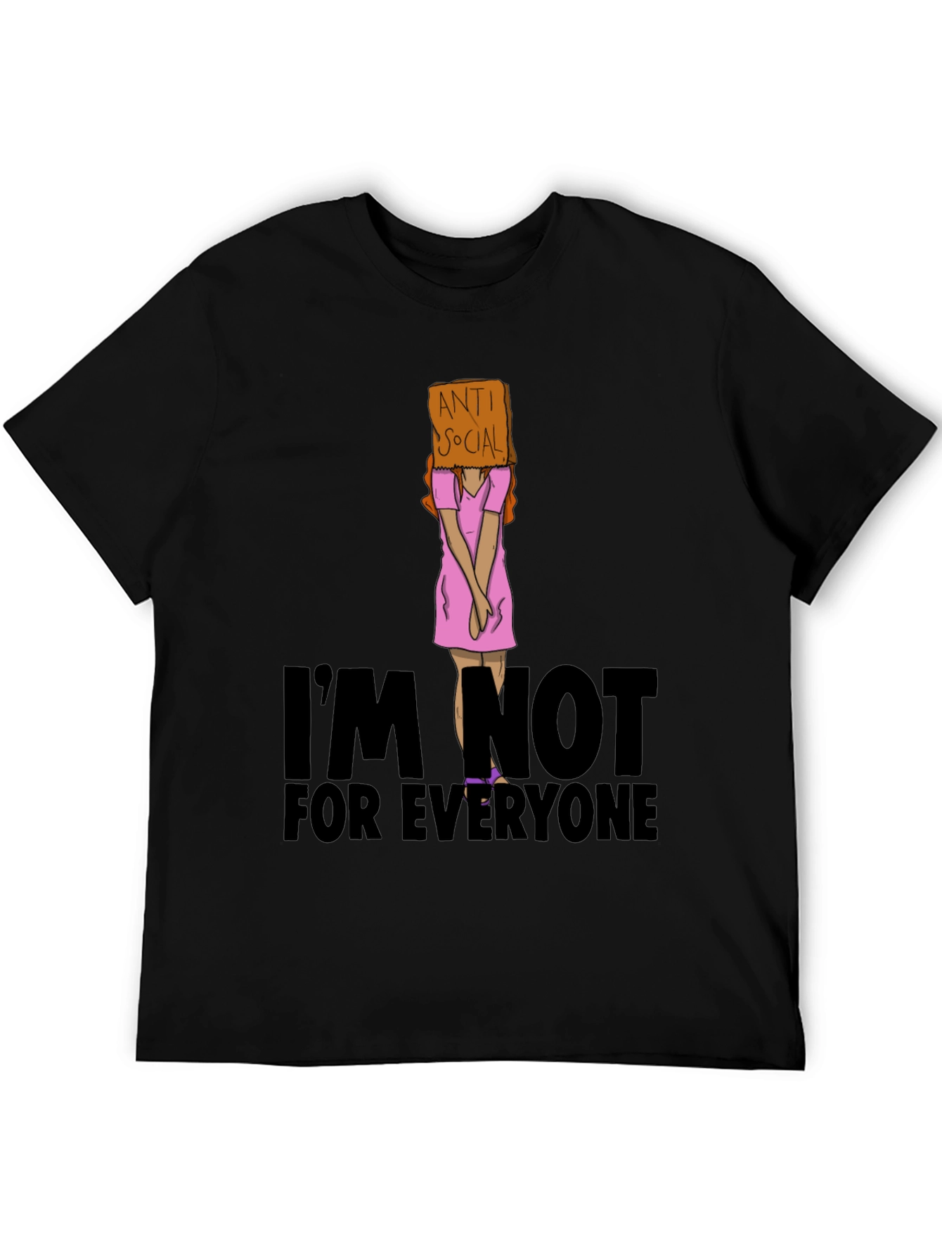Black Anti Social Graphic T-Shirt - Introvert Fashion view 5