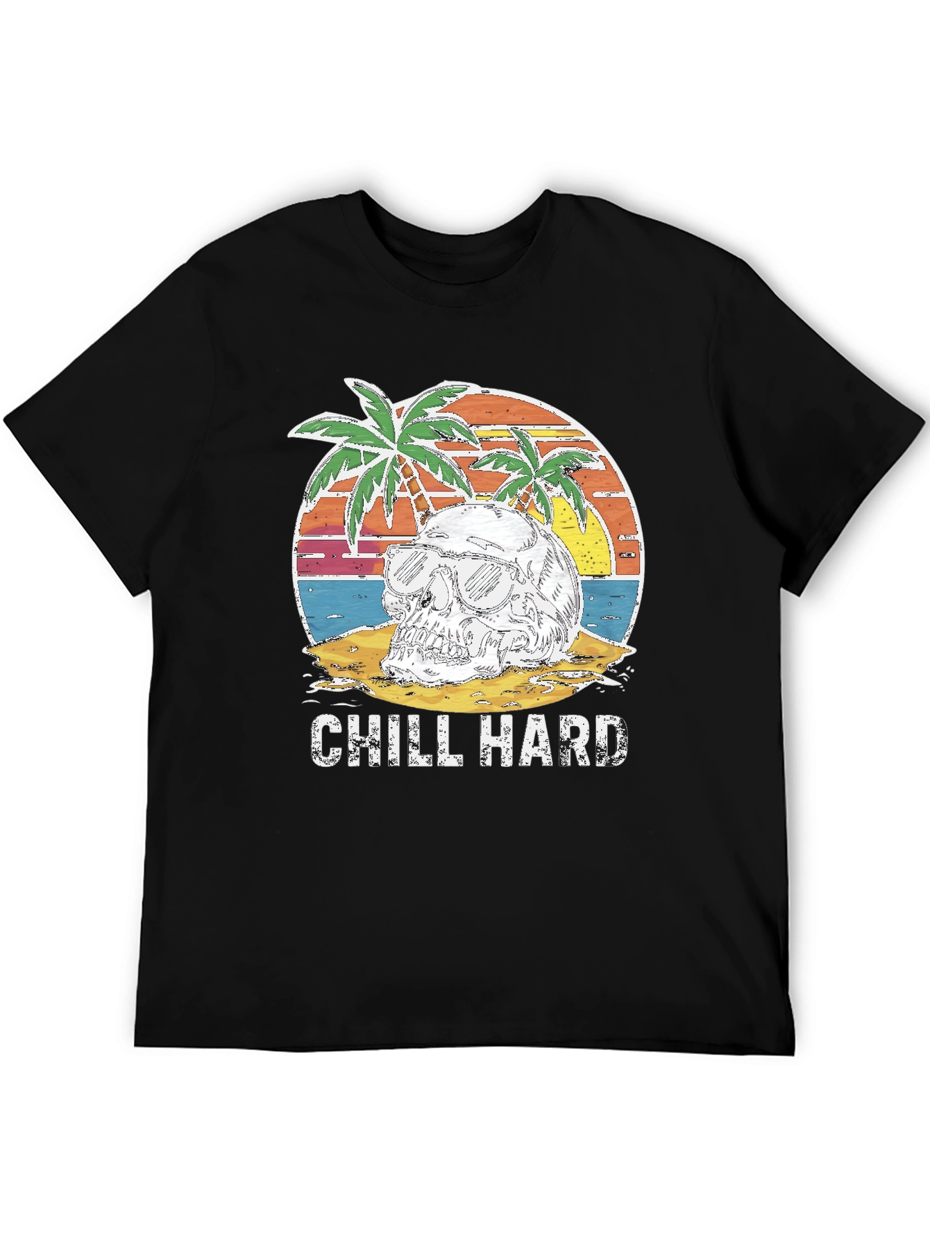 Black Chill Hard Skull Beach Graphic T-Shirt view 5