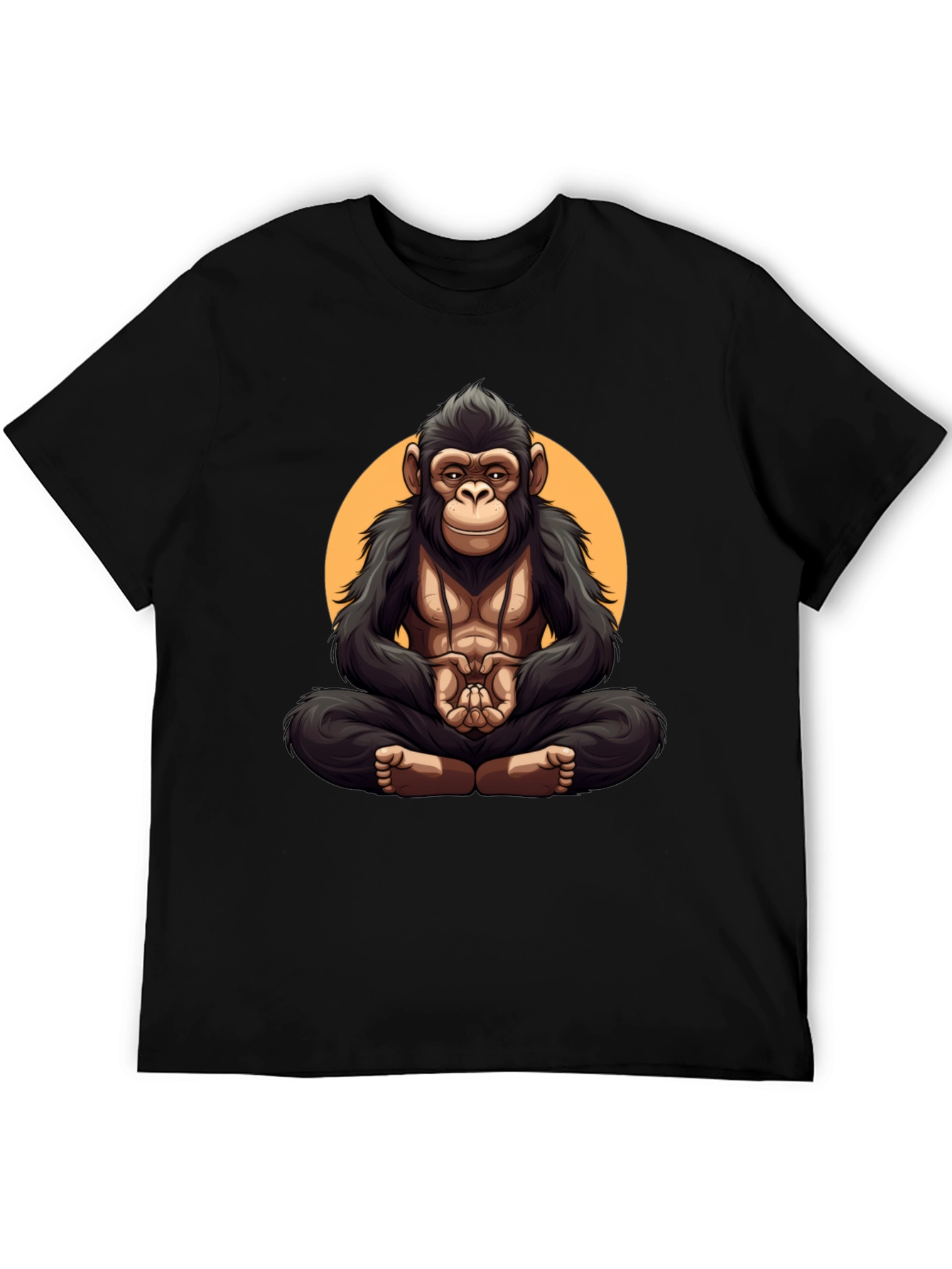 Black Zen Monkey T-Shirt: Meditating Gorilla Graphic Tee view 5