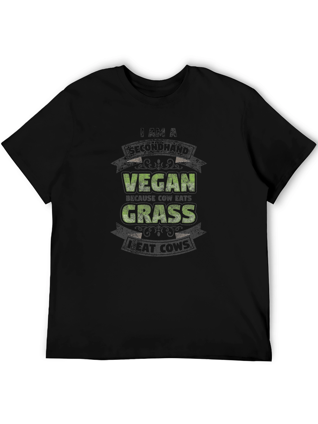 Black Funny "I am a Secondhand Vegan" Graphic Tee view 5