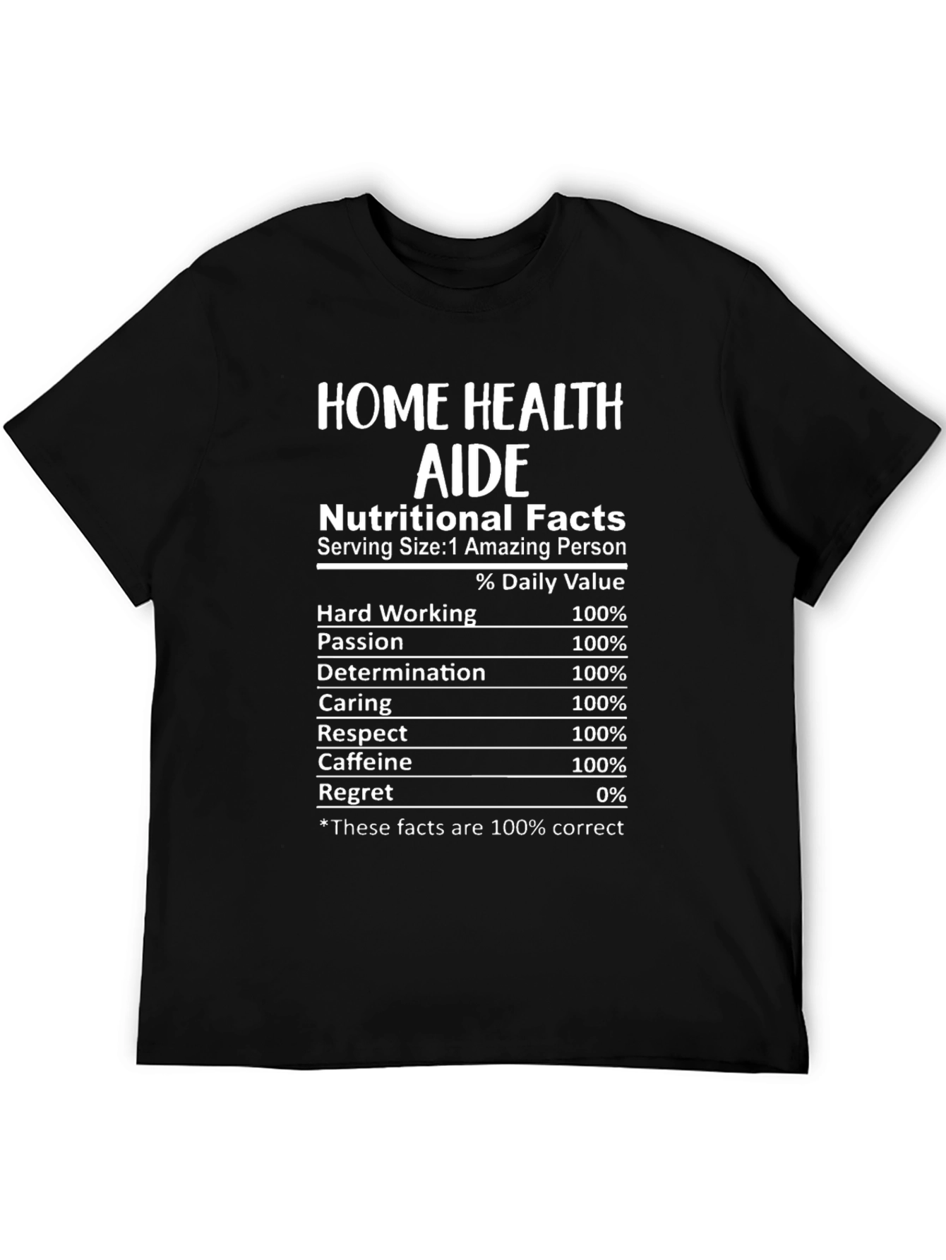Black Home Health Aide Nutritional Facts T-Shirt view 5
