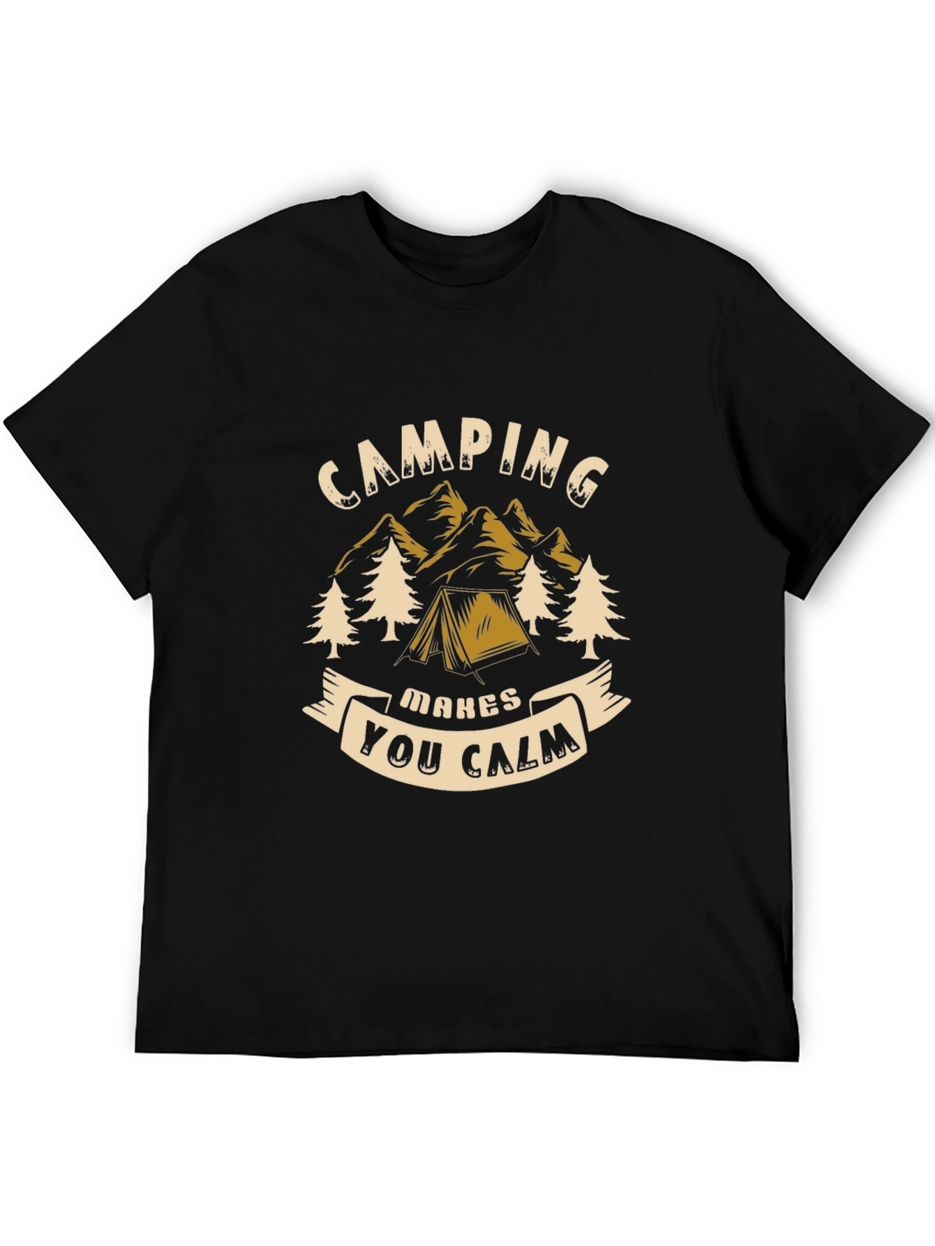 Black Camping Makes You Calm Black Graphic Tee view 5