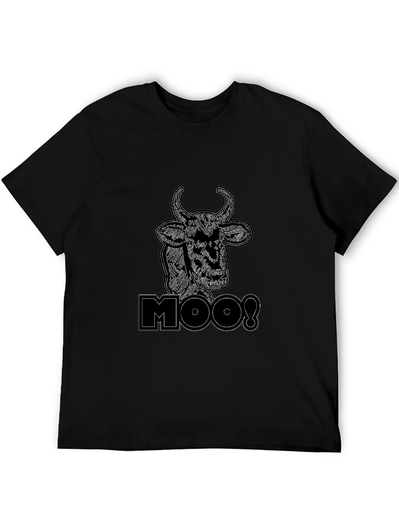 Black Moo! Graphic Print Black Cotton T-Shirt view 5