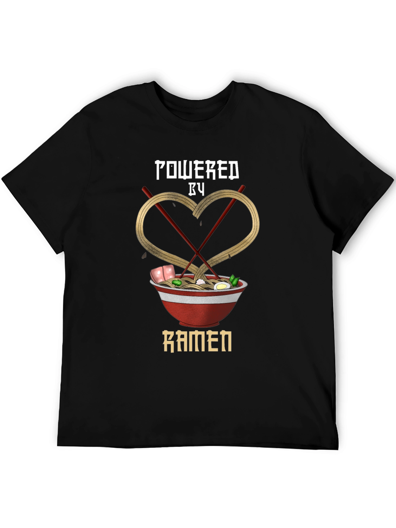 Black Powered by Ramen Graphic Tee - Unisex Black T-Shirt view 5