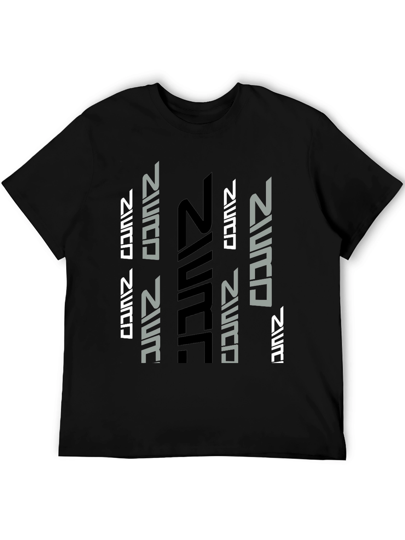 Black Futuristic Graphic Print Black T-Shirt view 5