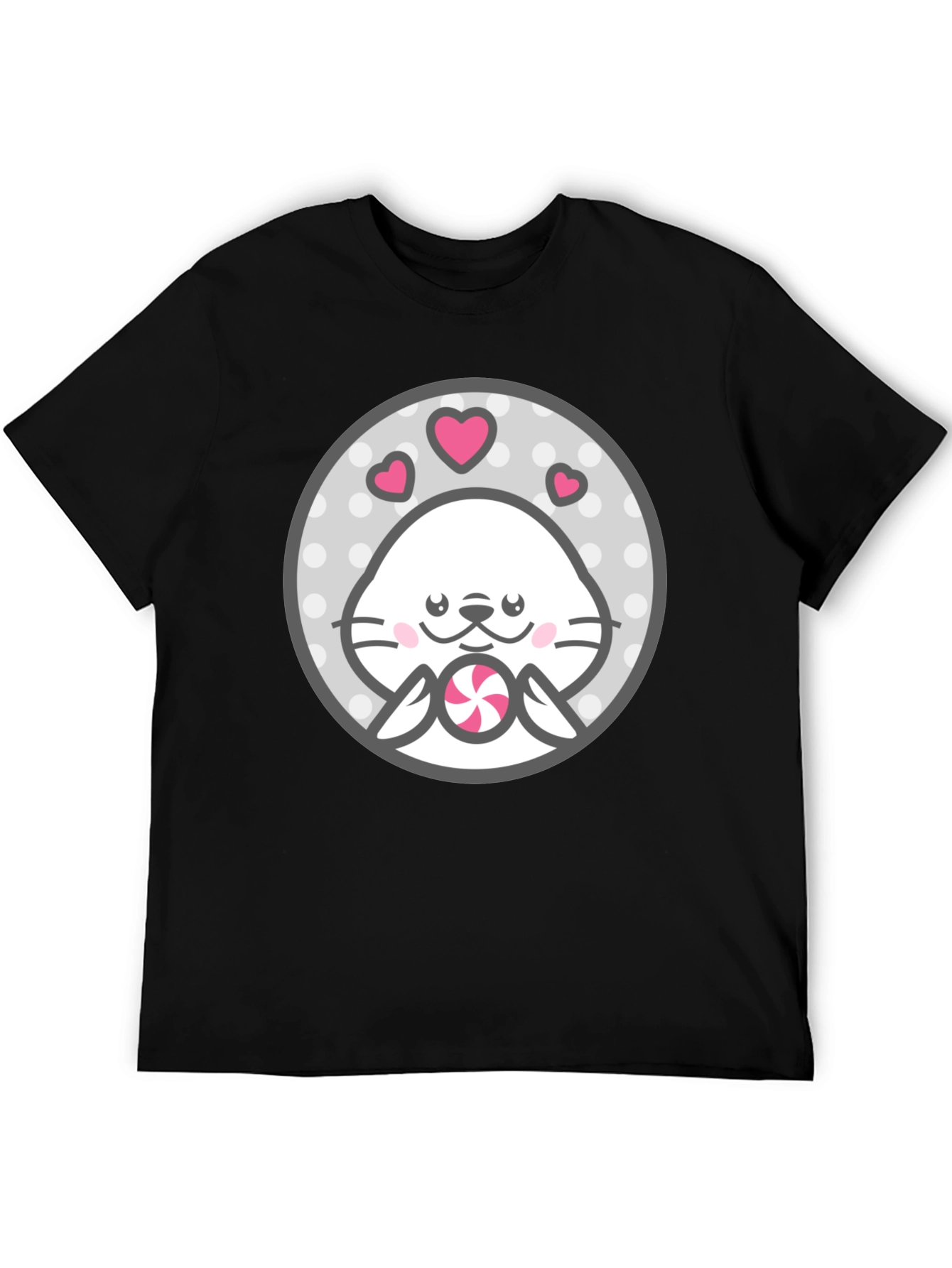 Black Kawaii Seal Lollipop Graphic Tee - Cute & Stylish Shirt view 5